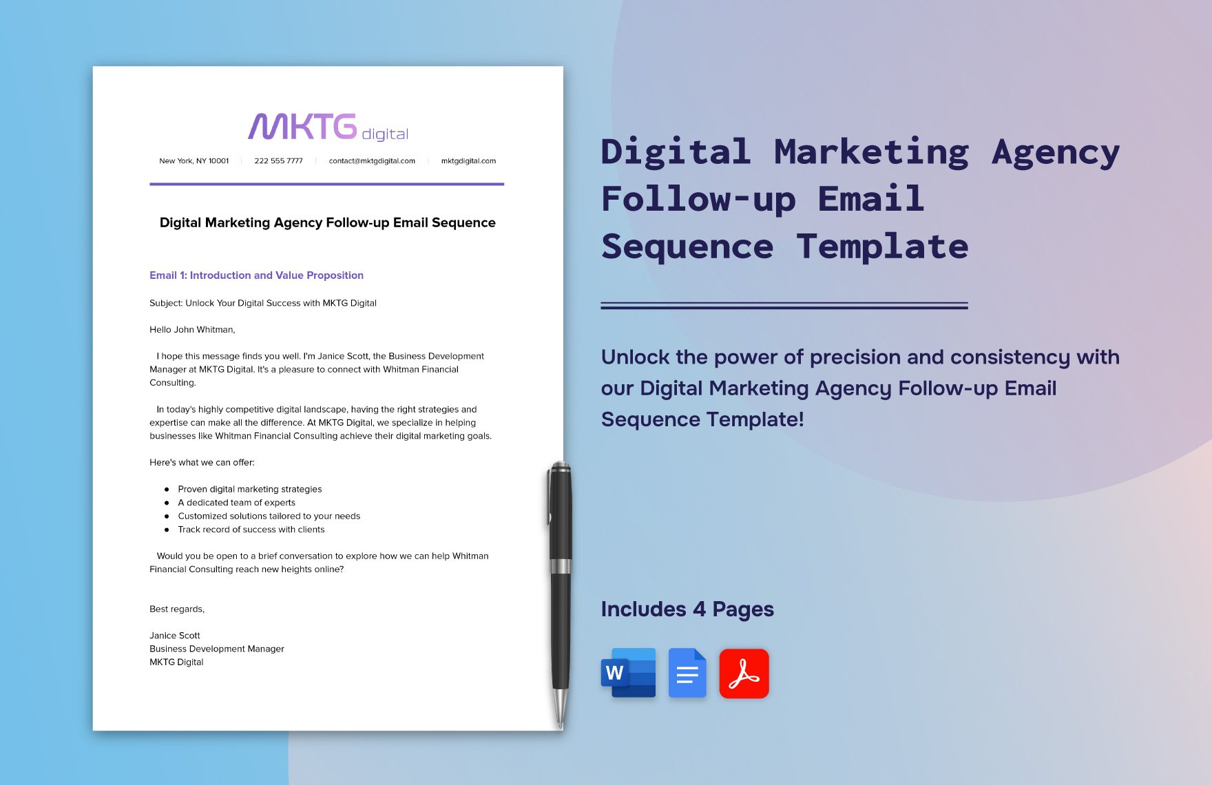 Digital Marketing Agency Follow-up Email Sequence Template