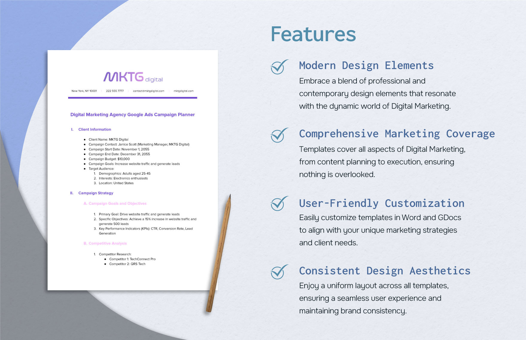 Digital Marketing Agency Google Ads Campaign Planner Template