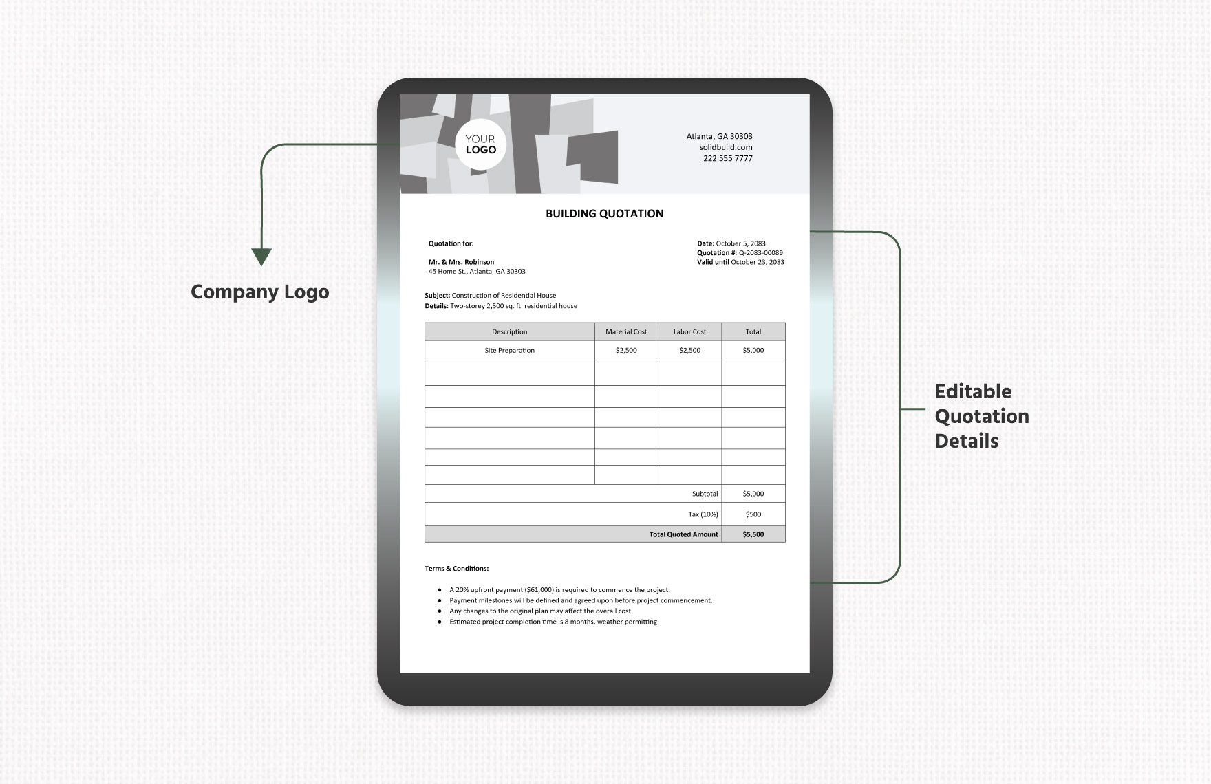 Free Building Quotation Template Download In Word Template Net