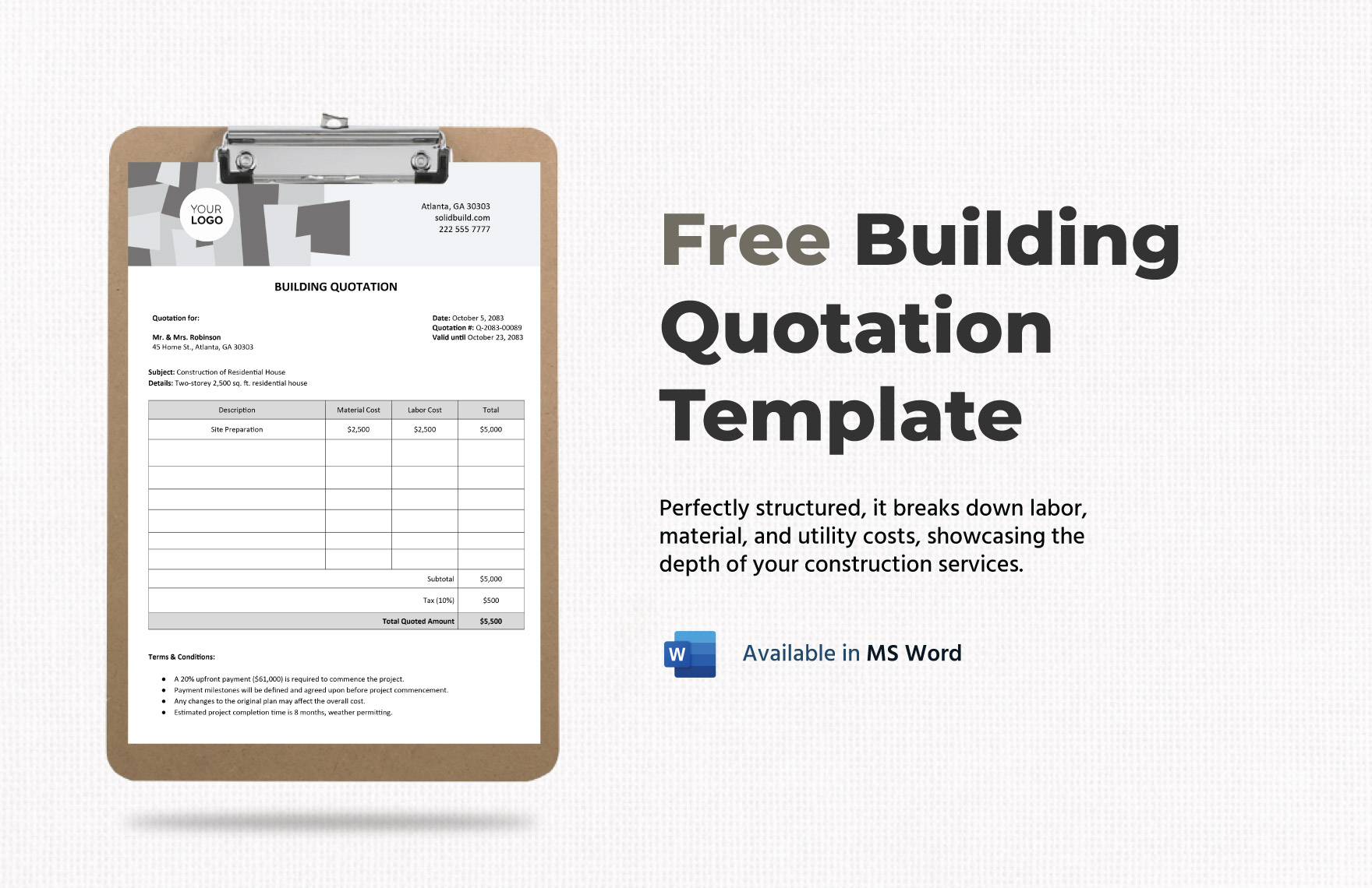 Free Building Quotation Template