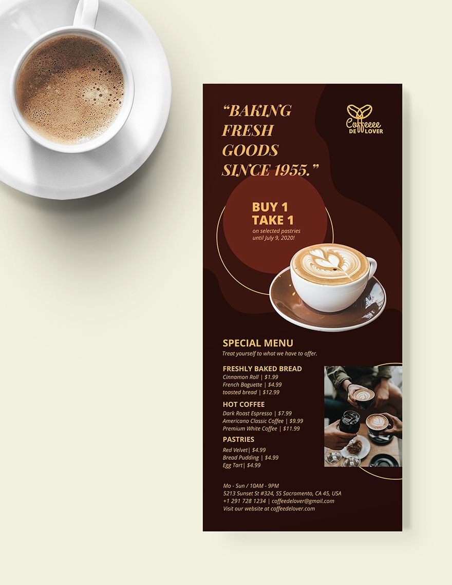 Free Coffee Shop Rack Card Template