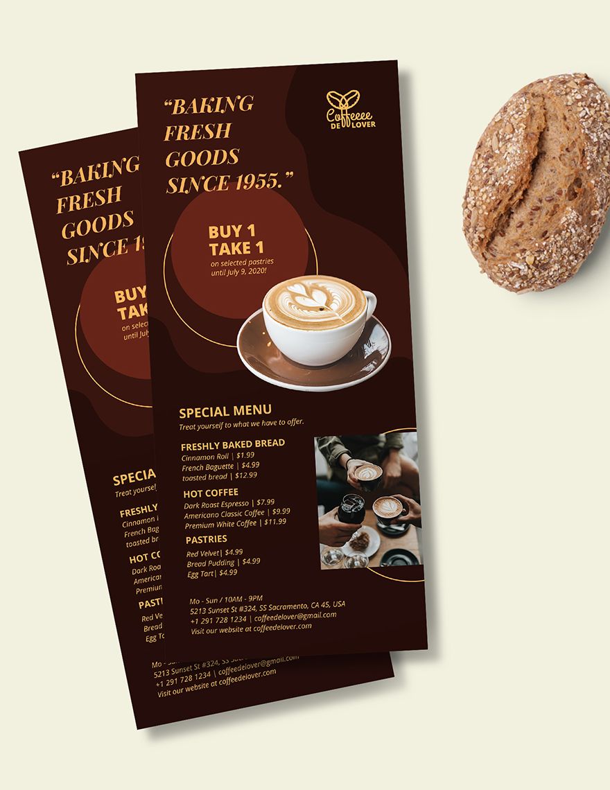 Coffee Shop Rack Card Template