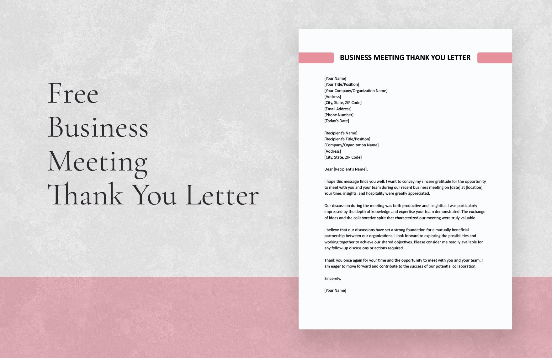 Business Meeting Thank You Letter