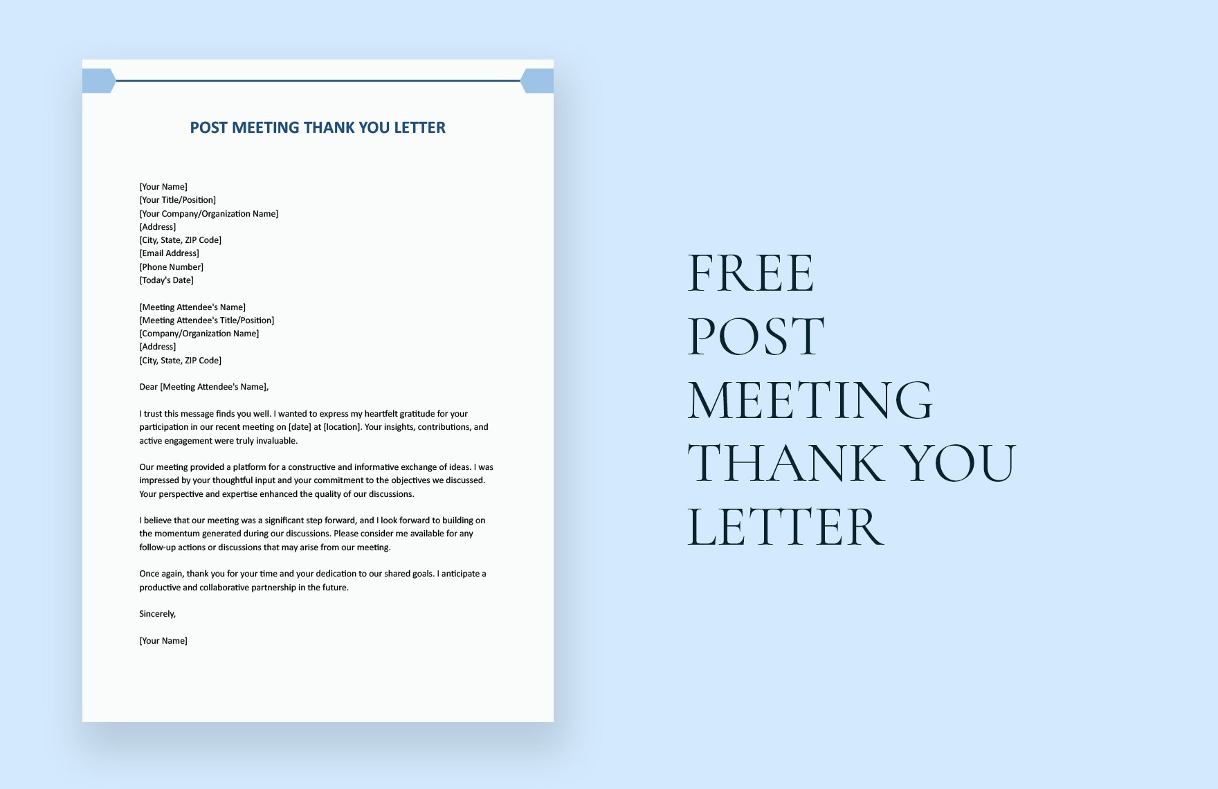 Free Post Meeting Thank You Letter