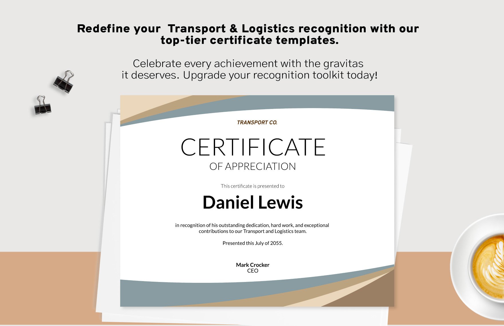 Transport and Logistics Employee Recognition Certificate Template
