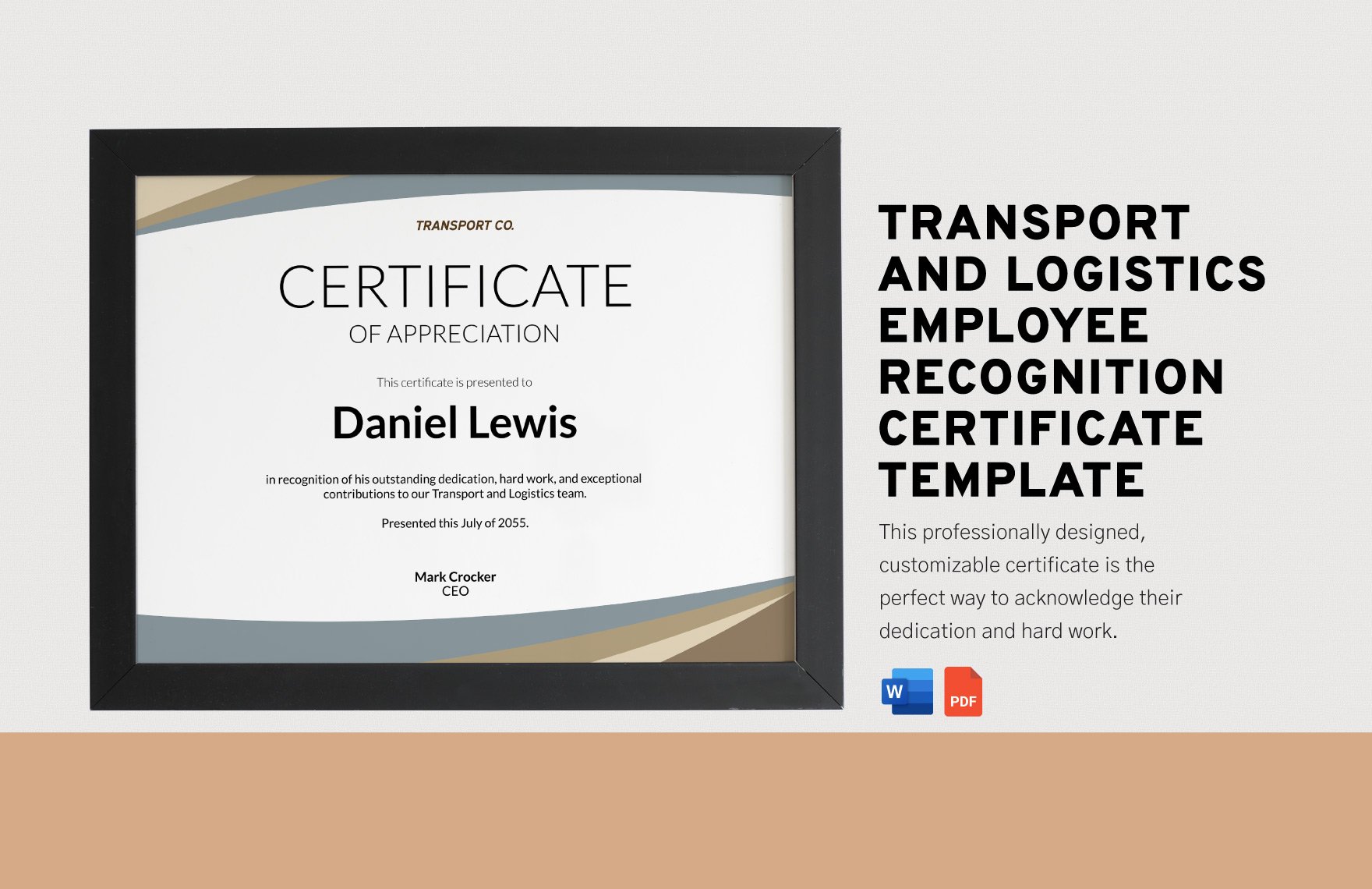 Transport and Logistics Employee Recognition Certificate Template