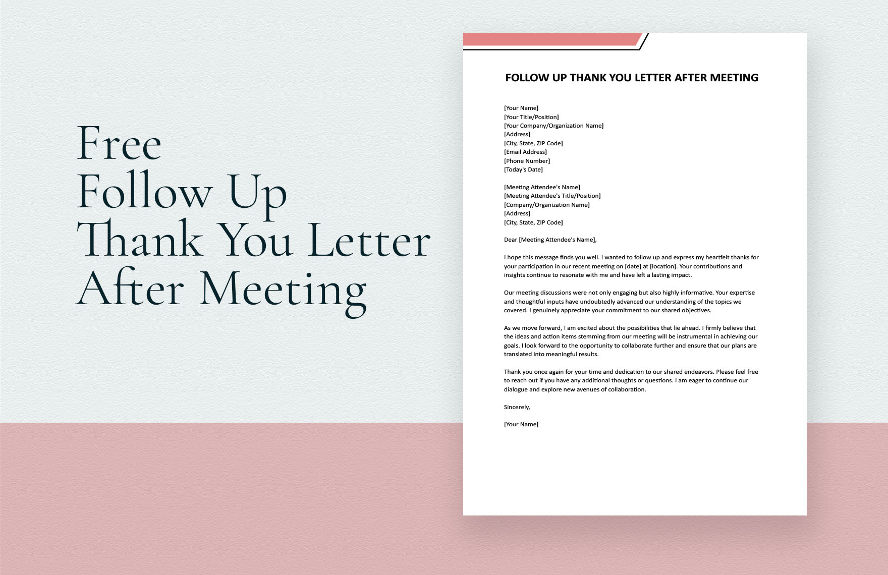 Free Follow Up Thank You Letter After Meeting