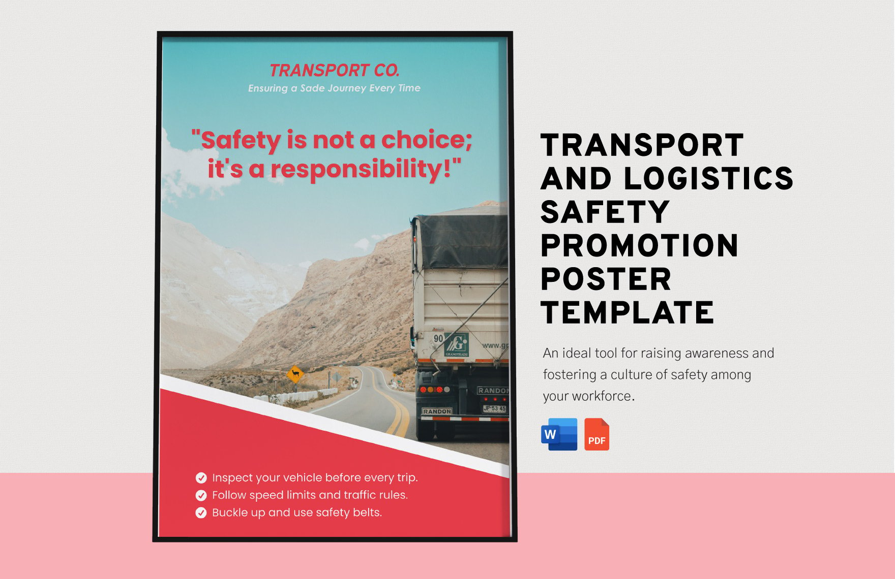 Transport and Logistics Safety Promotion Poster Template