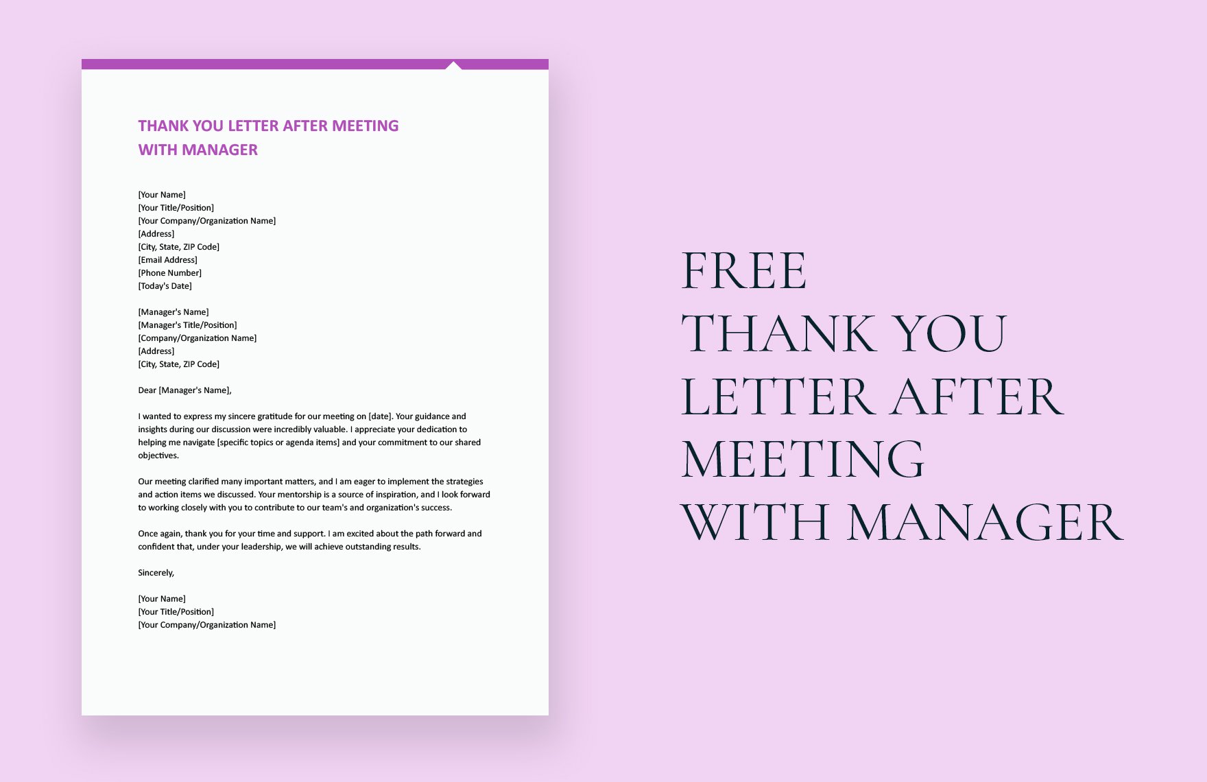 Free Thank You Letter After Meeting With Manager