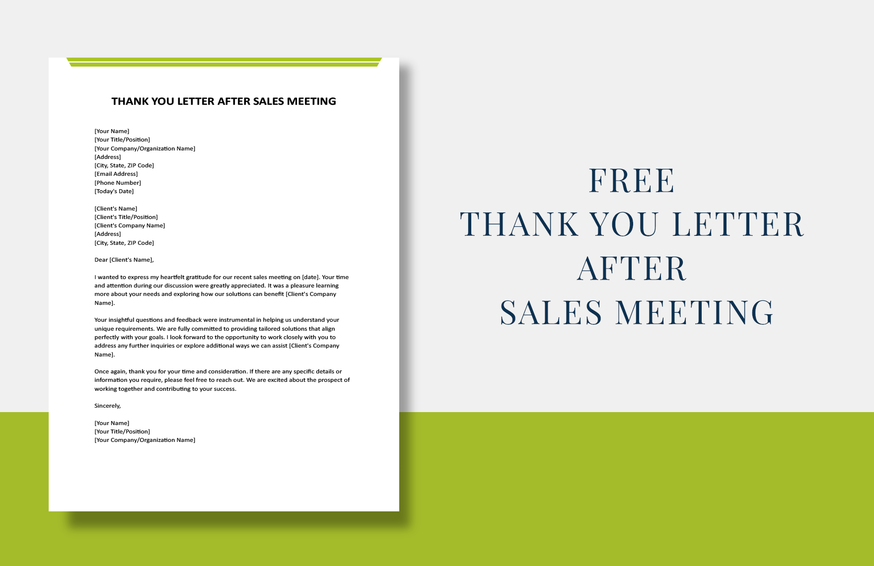 Free Thank You Letter After Sales Meeting