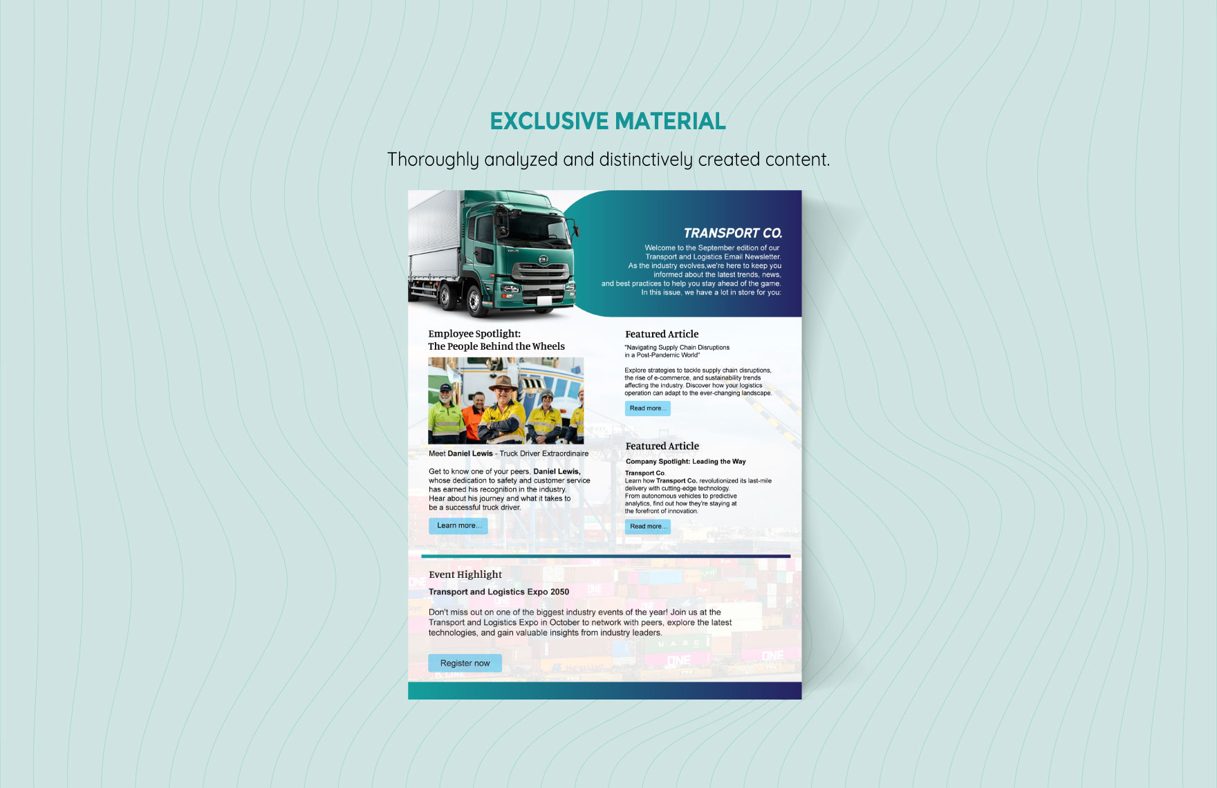 Transport and Logistics Email Newsletter Design Template