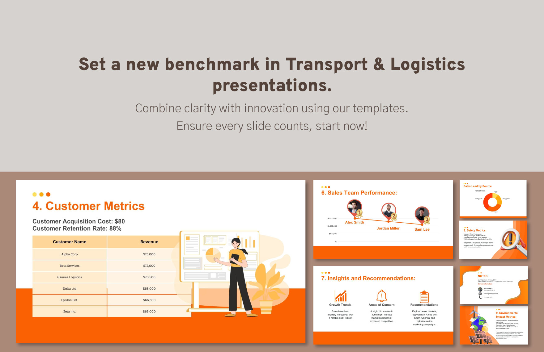 Transport and Logistics Sales Metrics Dashboard Presentation Template