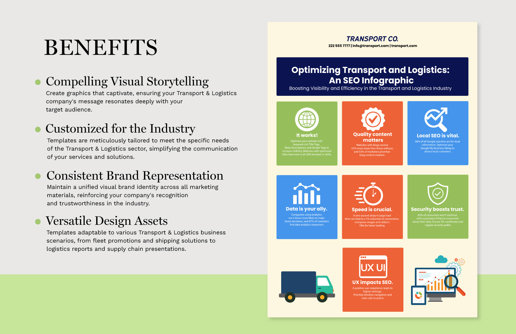 Transport and Logistics SEO Infographic Template