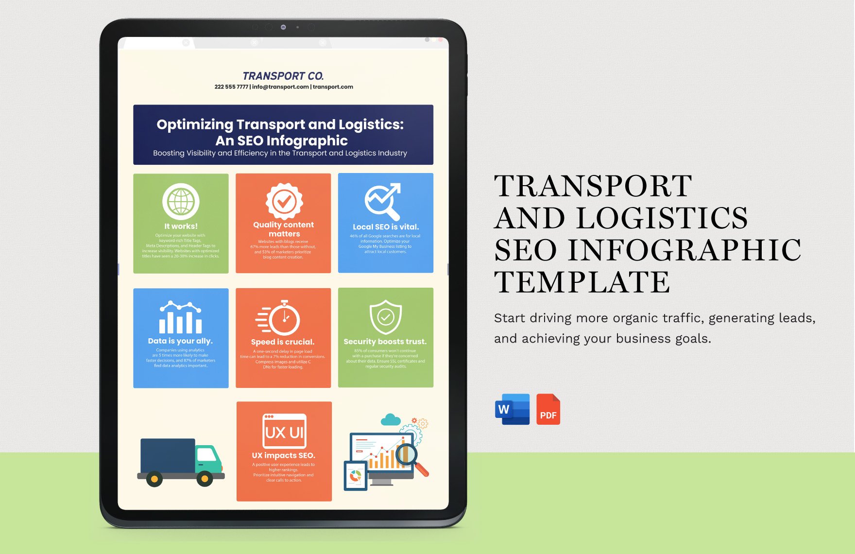 Transport and Logistics SEO Infographic Template