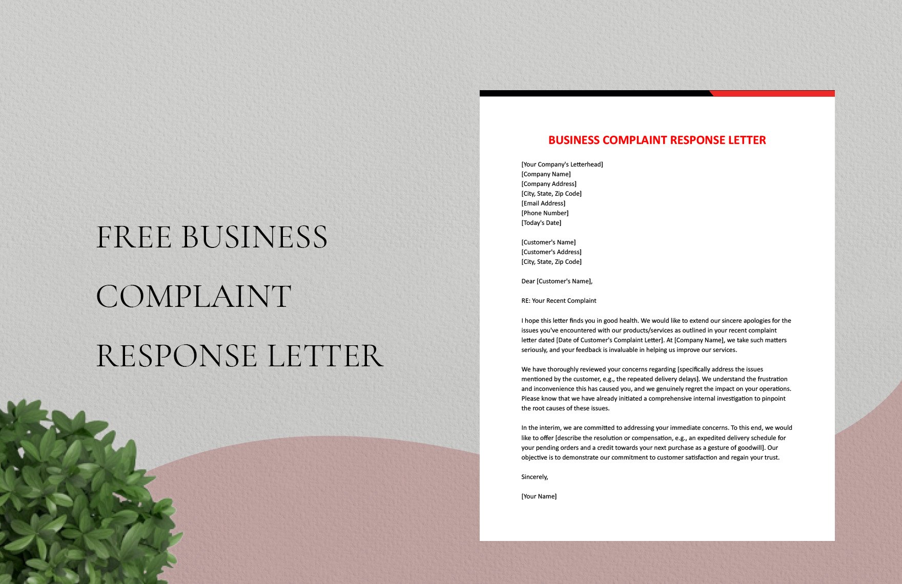 Free Business Complaint Response Letter