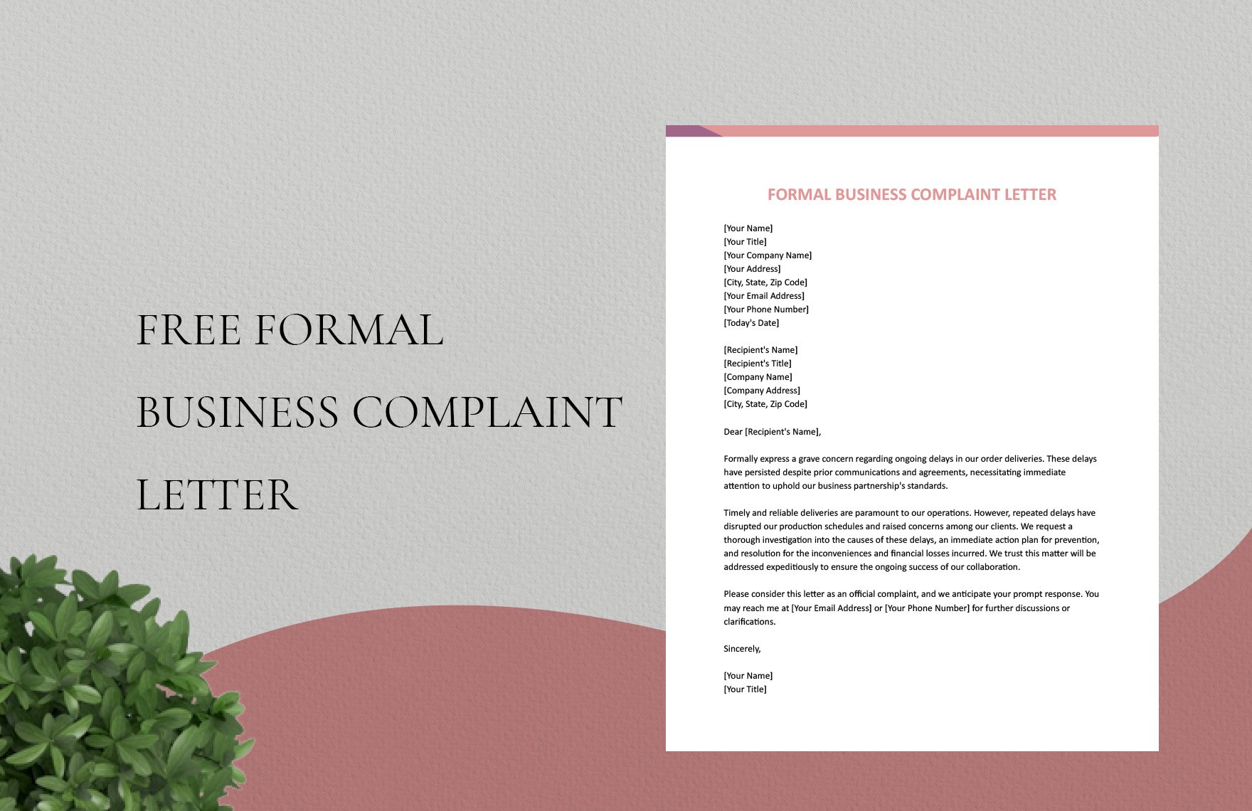 Formal Business Complaint Letter