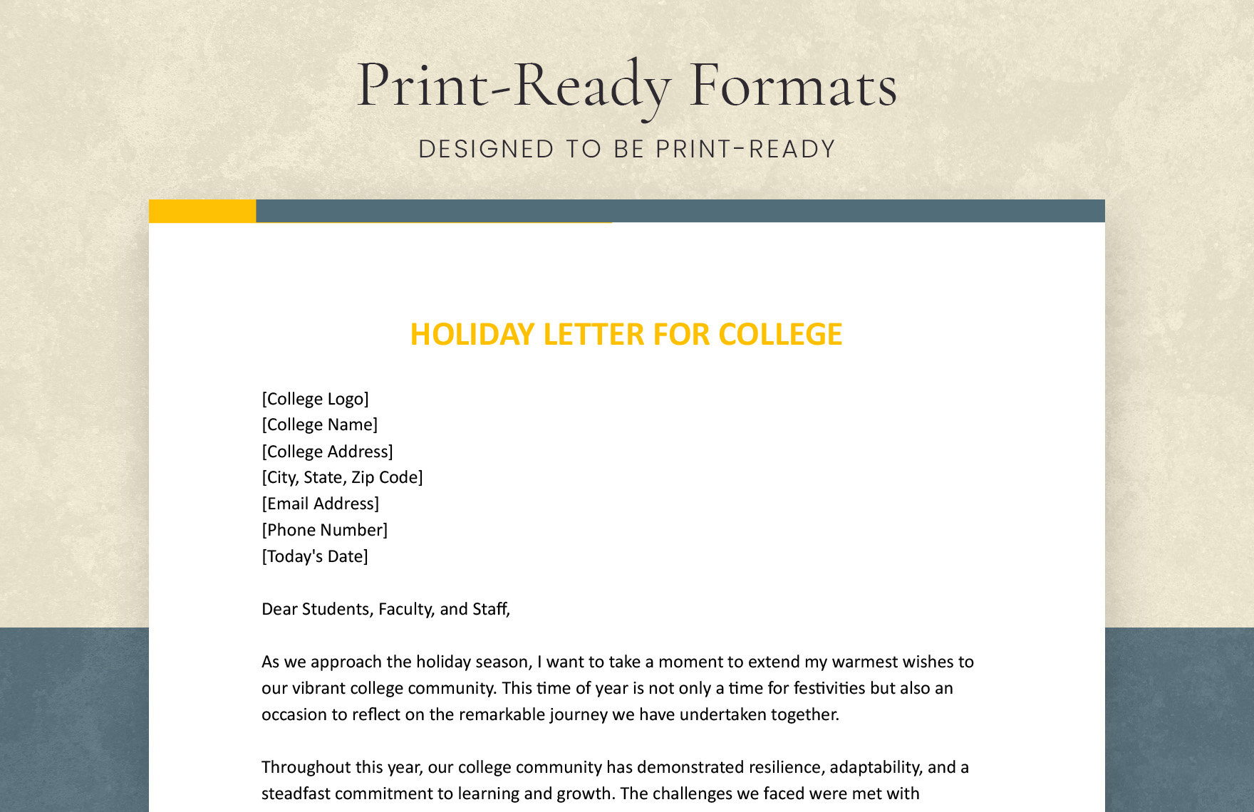 Holiday Letter For College
