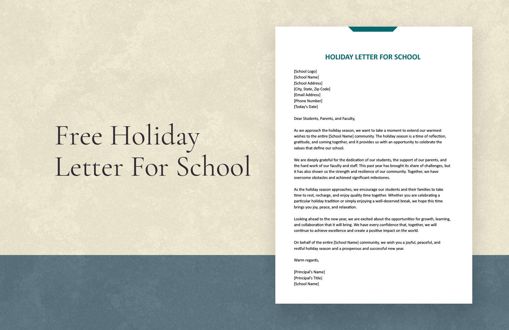 Holiday Letter For School