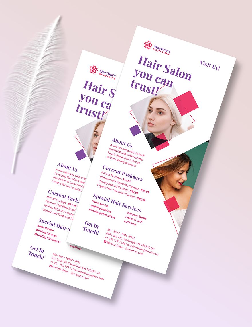 Hair Salon Rack Card Template
