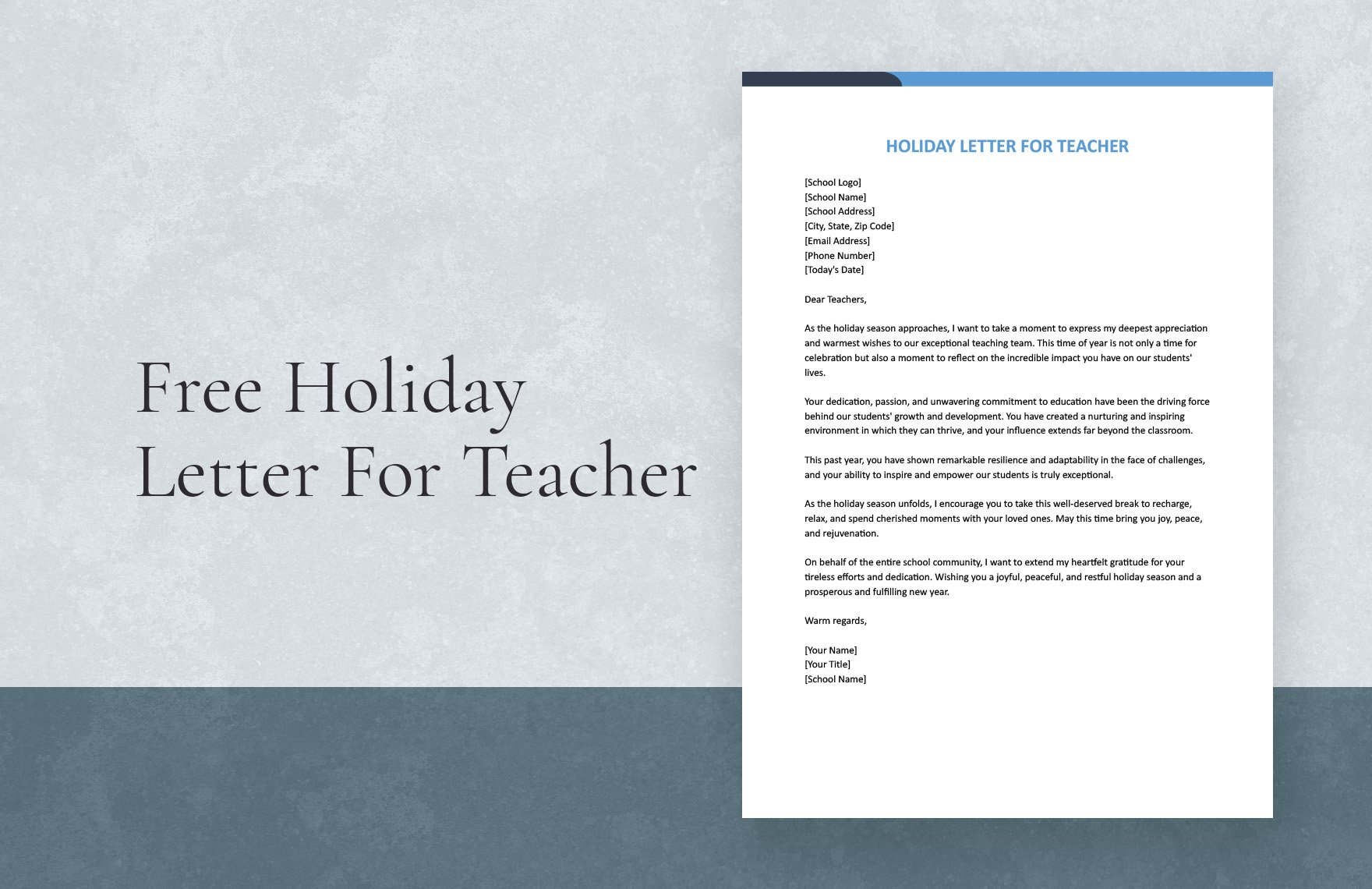 Holiday Letter For Teacher