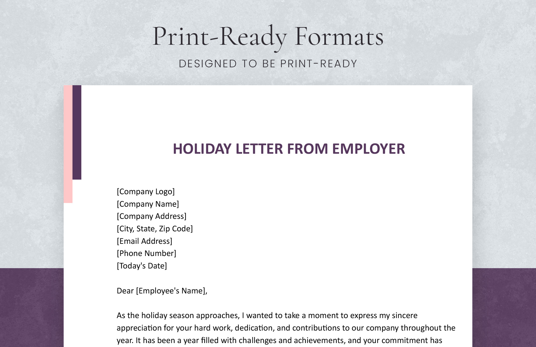 Holiday Letter From Employer