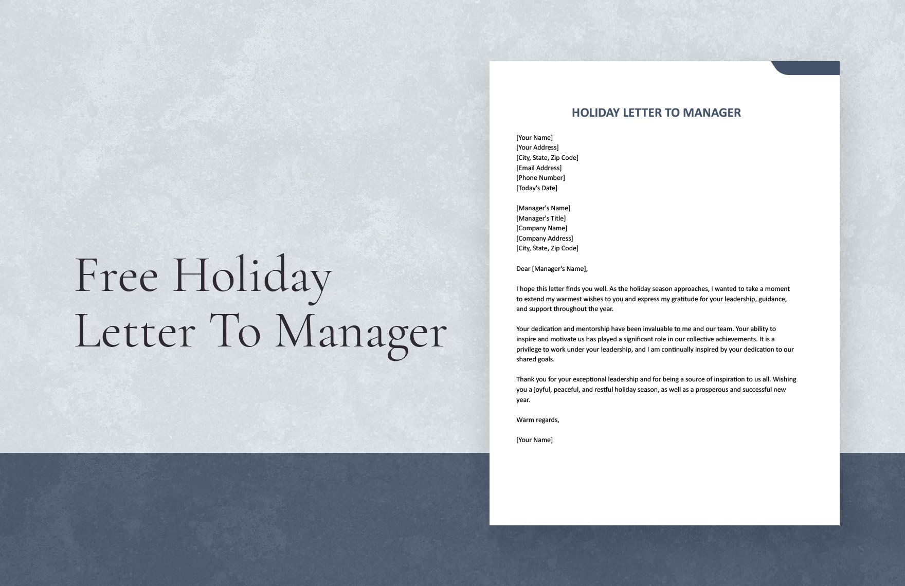 Holiday Letter To Manager