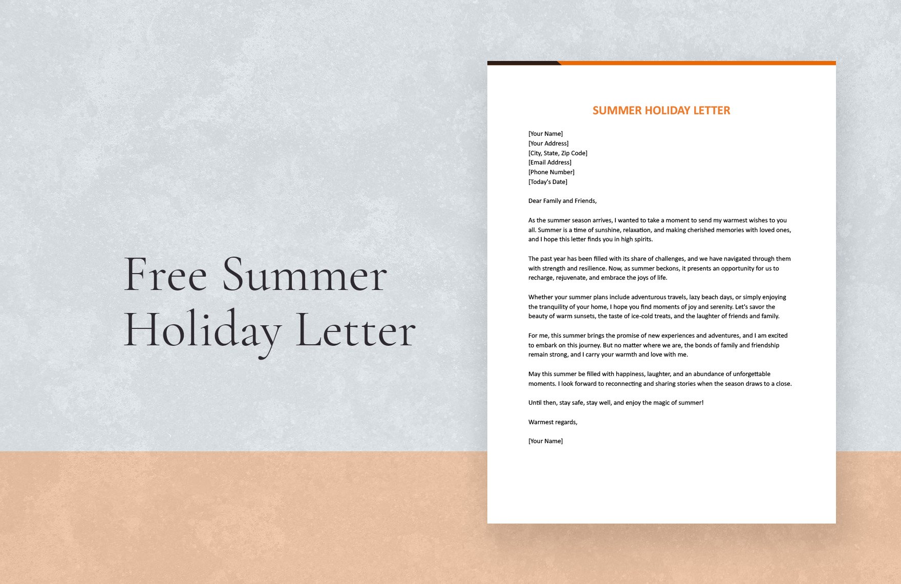 Summer Holiday Letter in Word, Google Docs