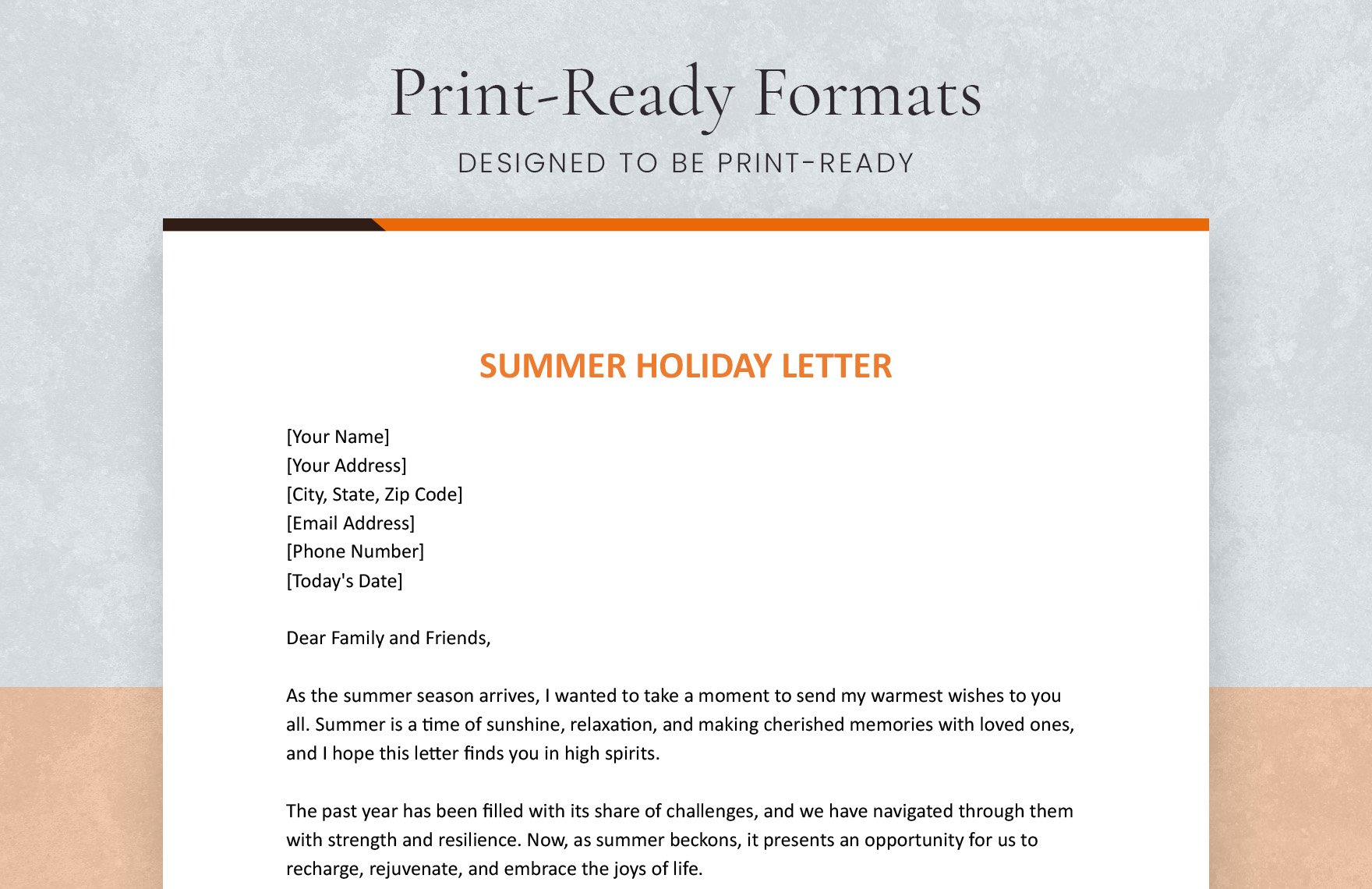 Summer Holiday Letter