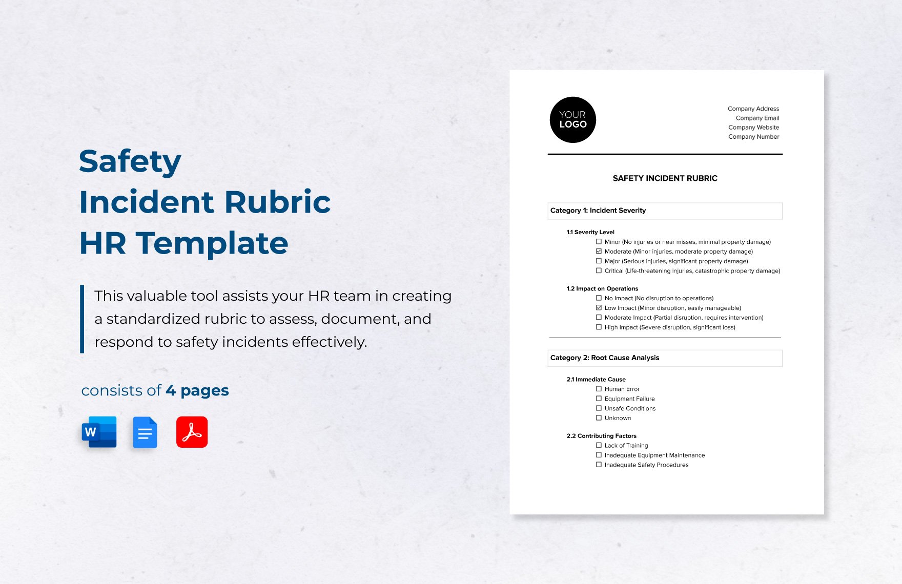 Safety Incident Rubric HR Template in Word, Google Docs, PDF