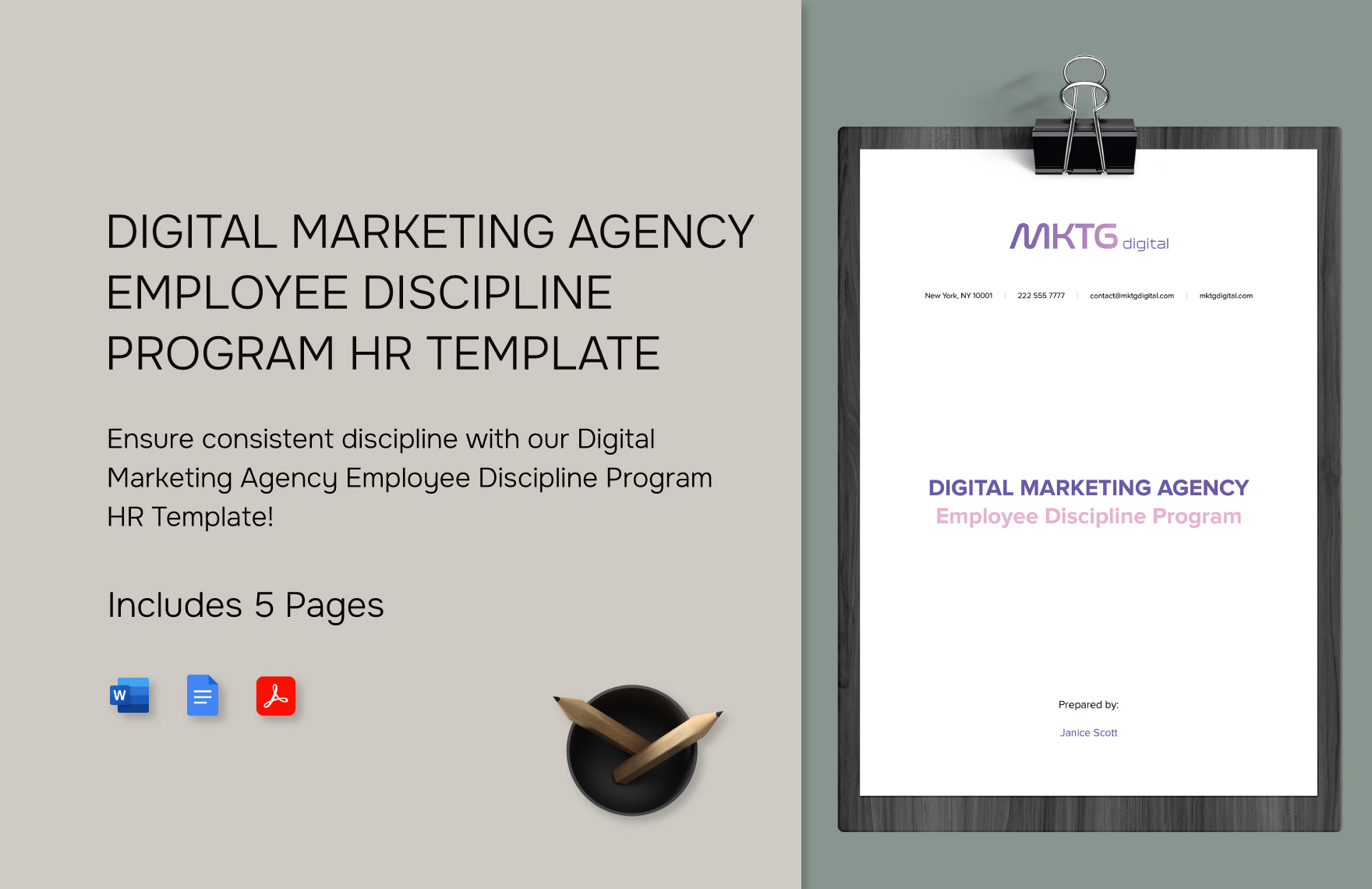 Digital Marketing Agency Employee Discipline Program HR Template in Word, Google Docs, PDF
