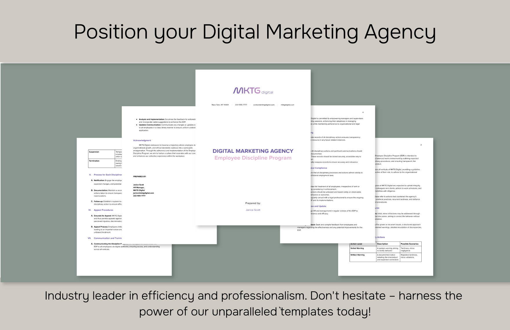 Digital Marketing Agency Employee Discipline Program HR Template