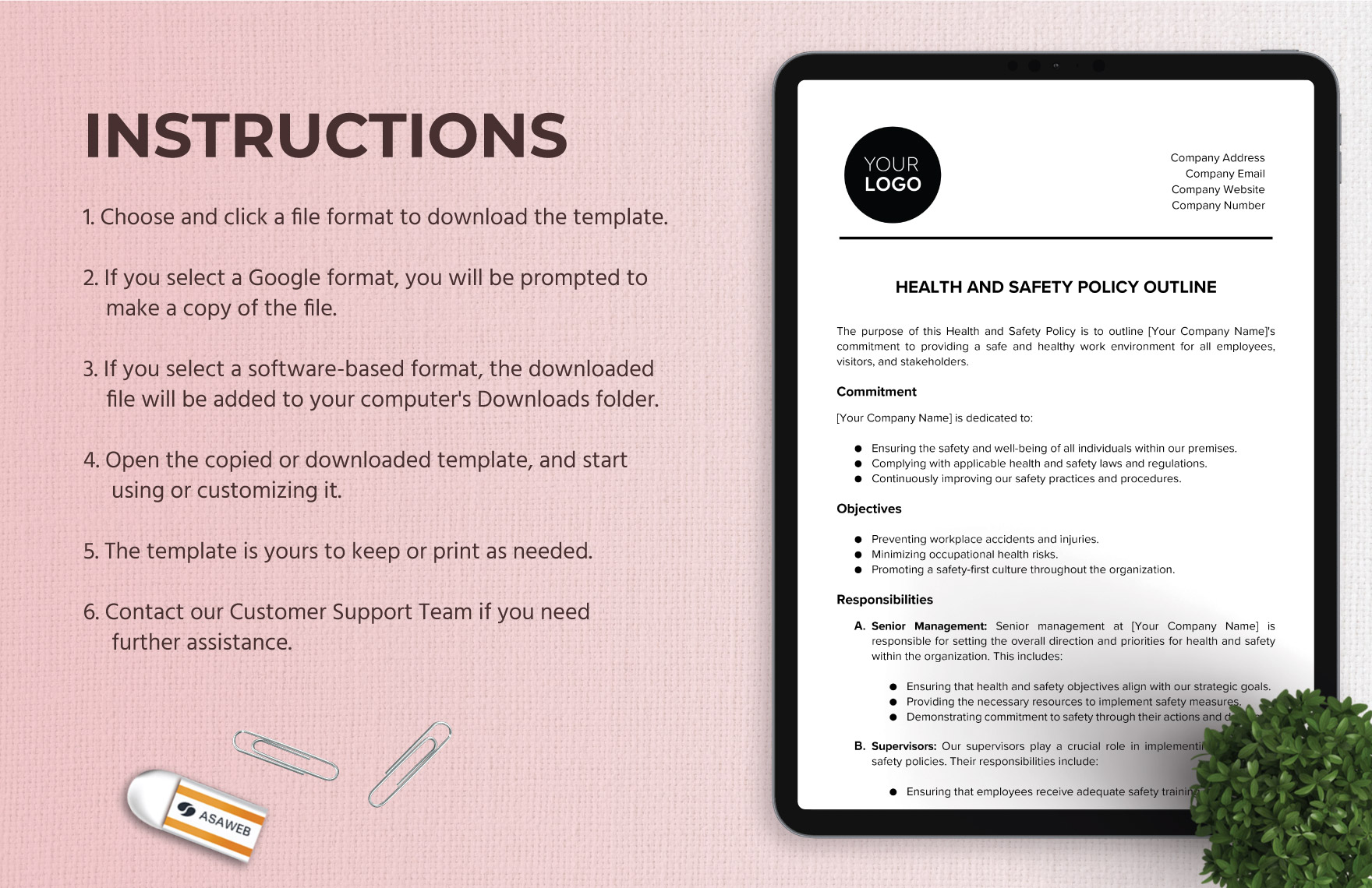 Health and Safety Policy Outline HR Template