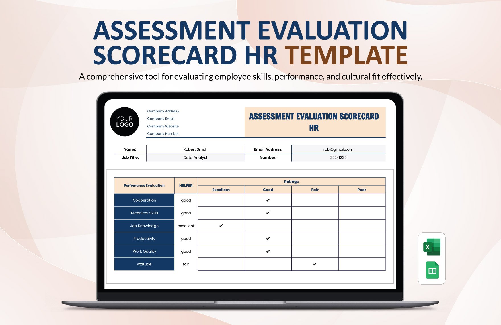 Assessment Evaluation Scorecard HR Template in Excel, Google Sheets