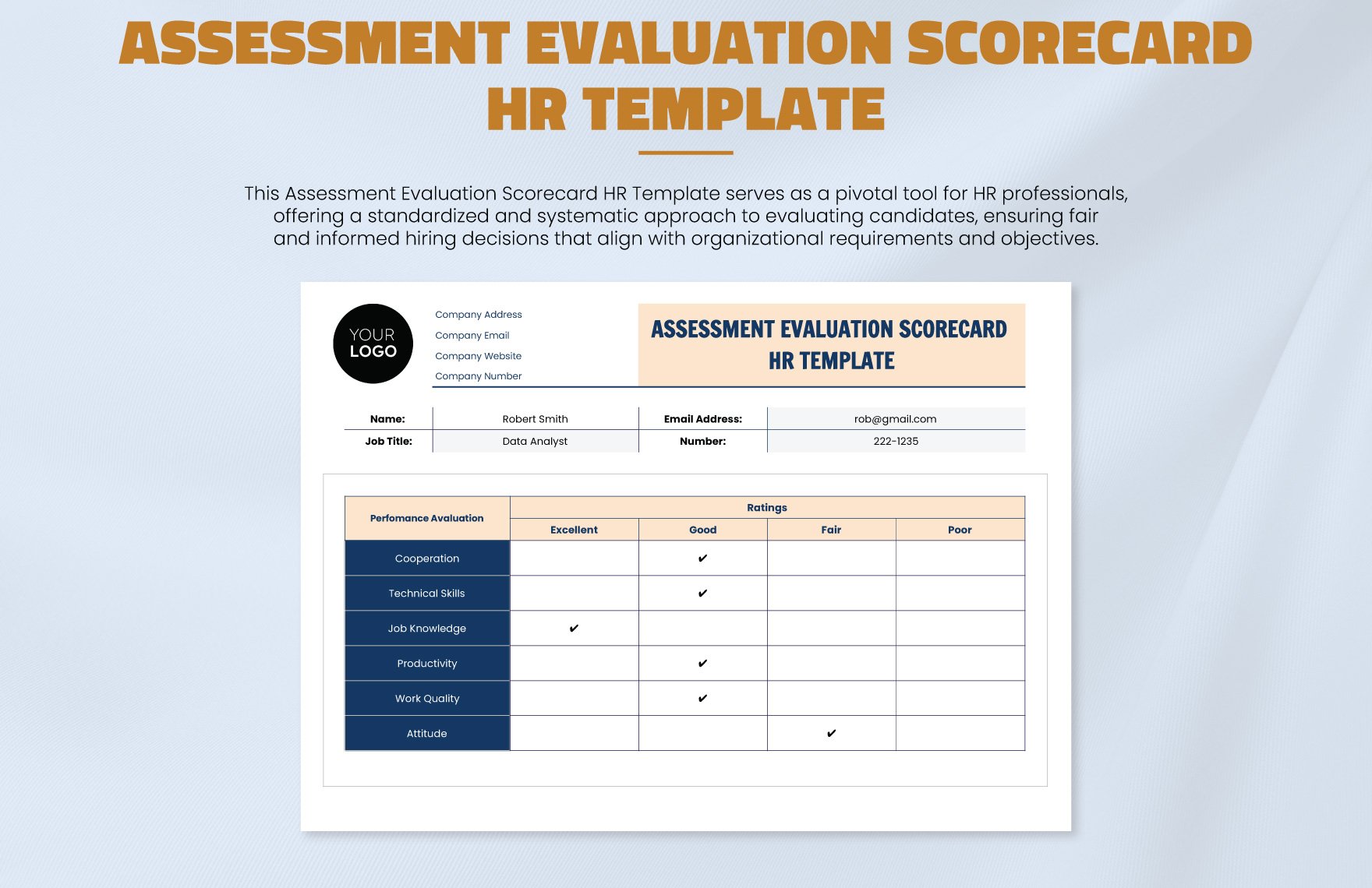 Assessment Evaluation Scorecard HR Template
