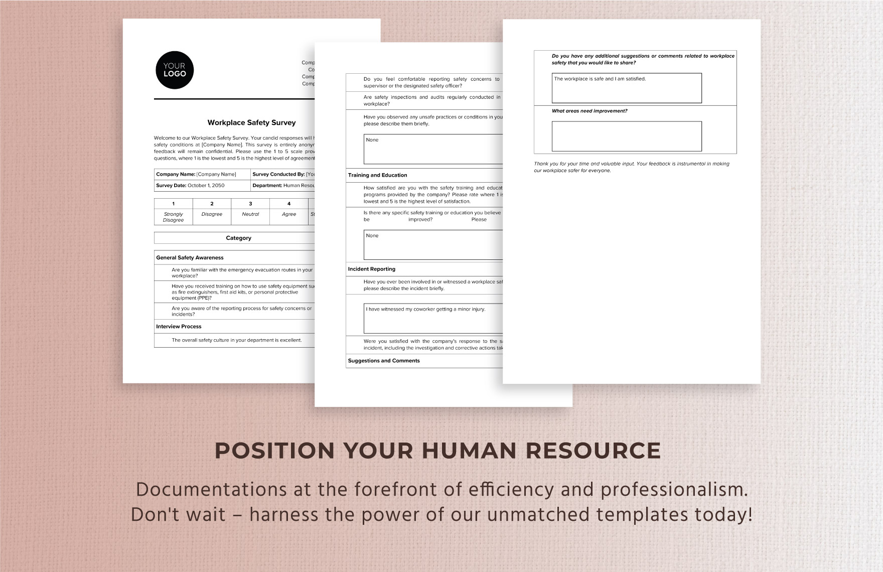 Workplace Safety Survey HR Template