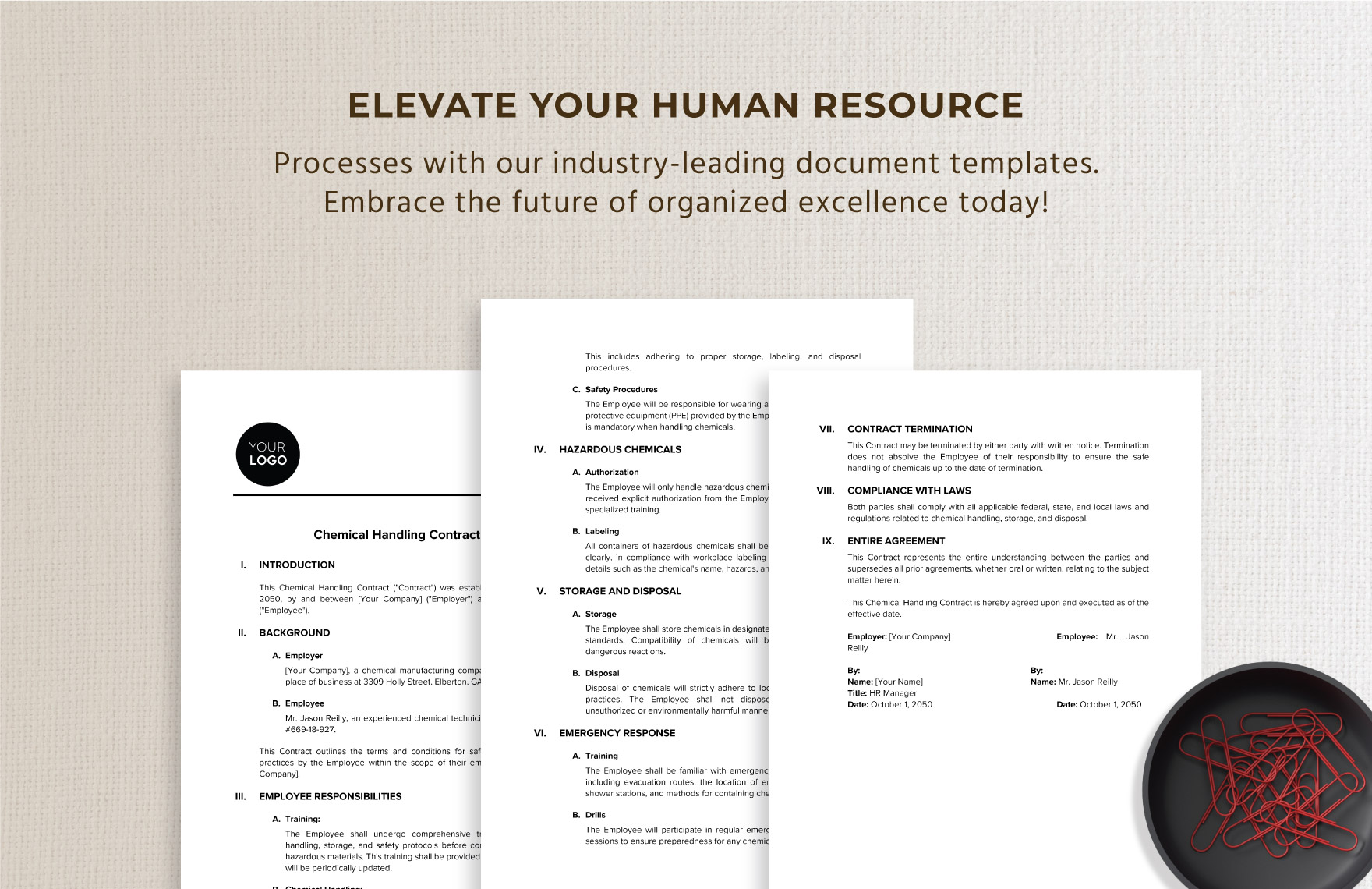 Chemical Handling Contract HR Template