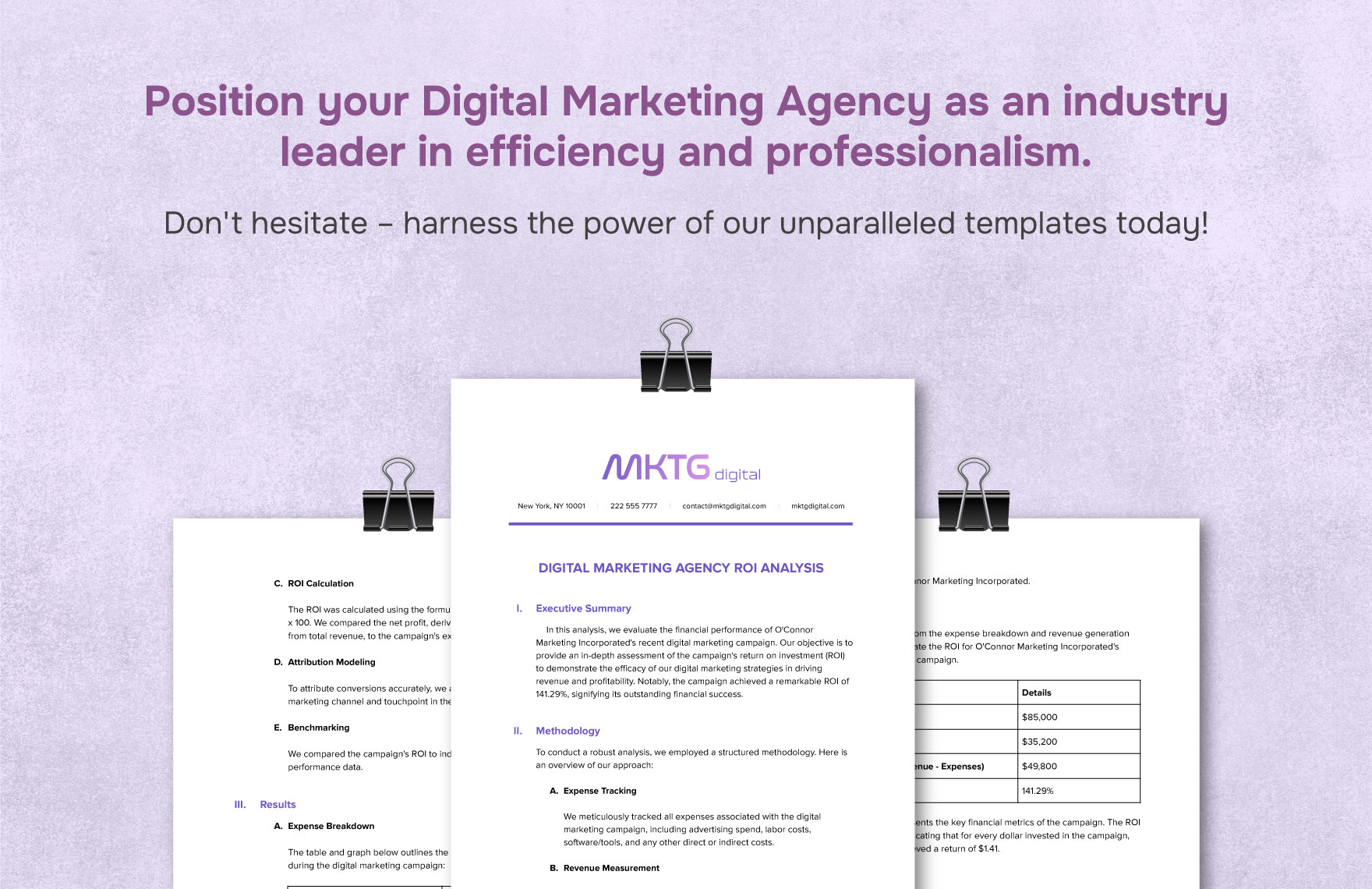 Digital Marketing Agency ROI Analysis Template