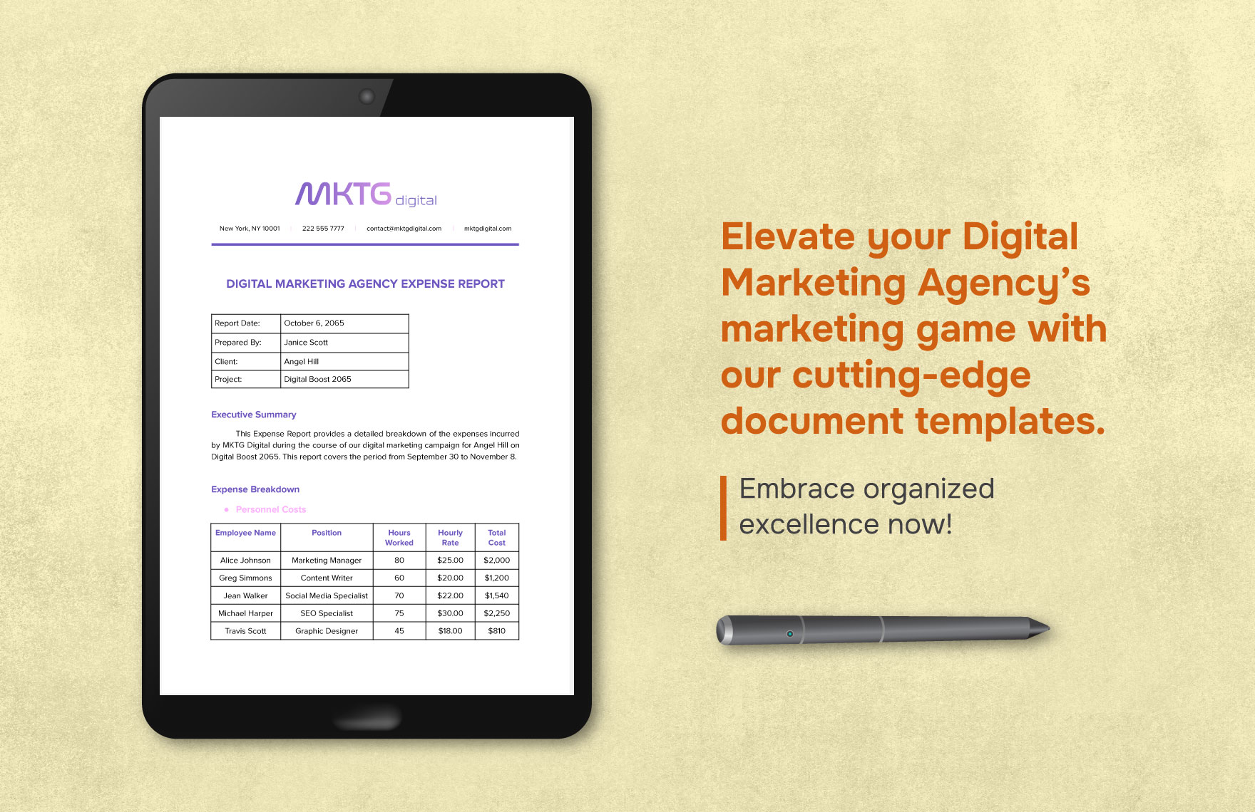 Digital Marketing Agency Expense Report Template