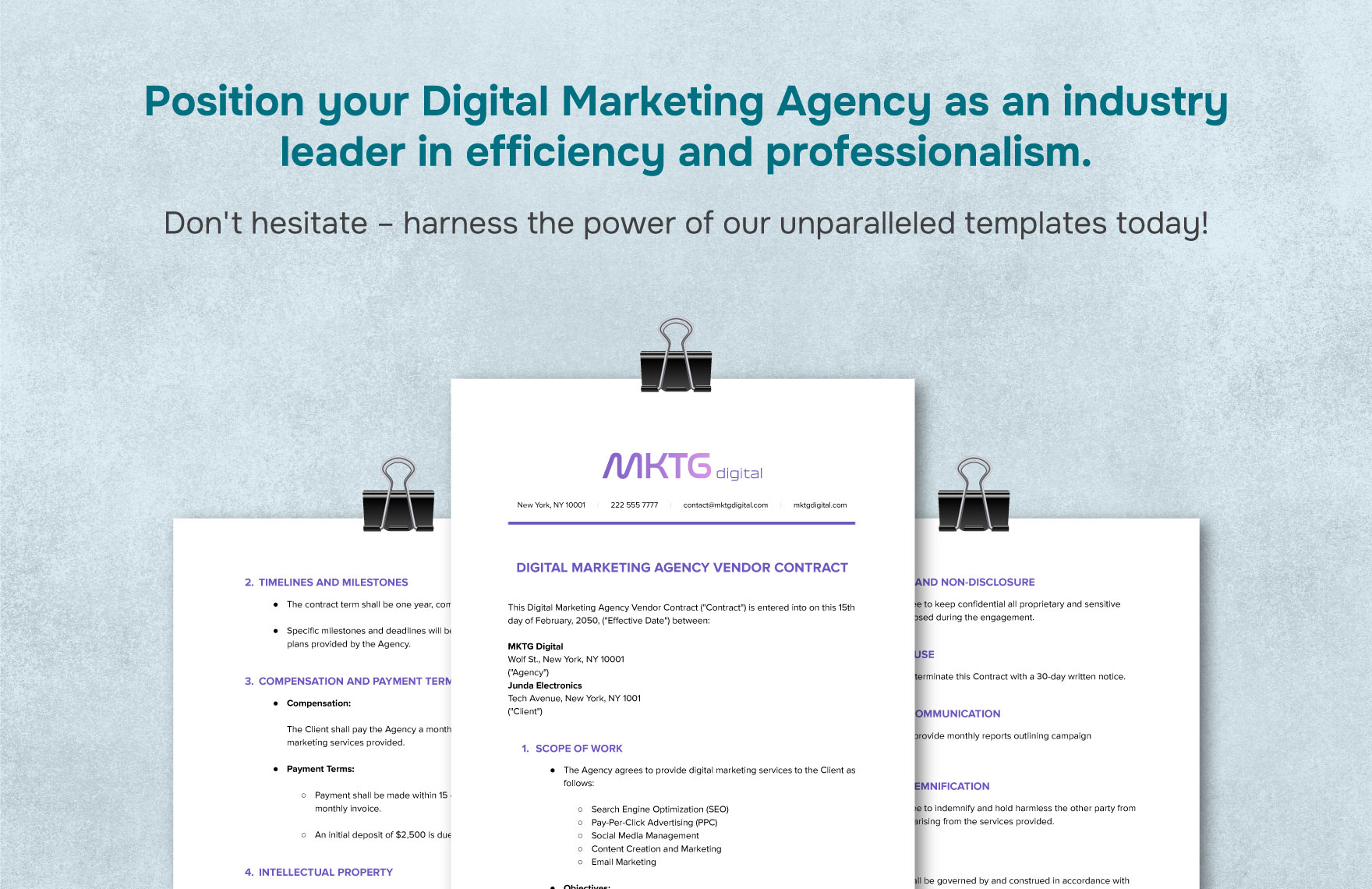 Digital Marketing Agency Vendor Contract Template