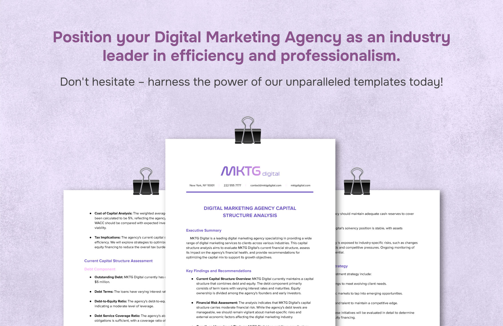 Digital Marketing Agency Capital Structure Analysis Template