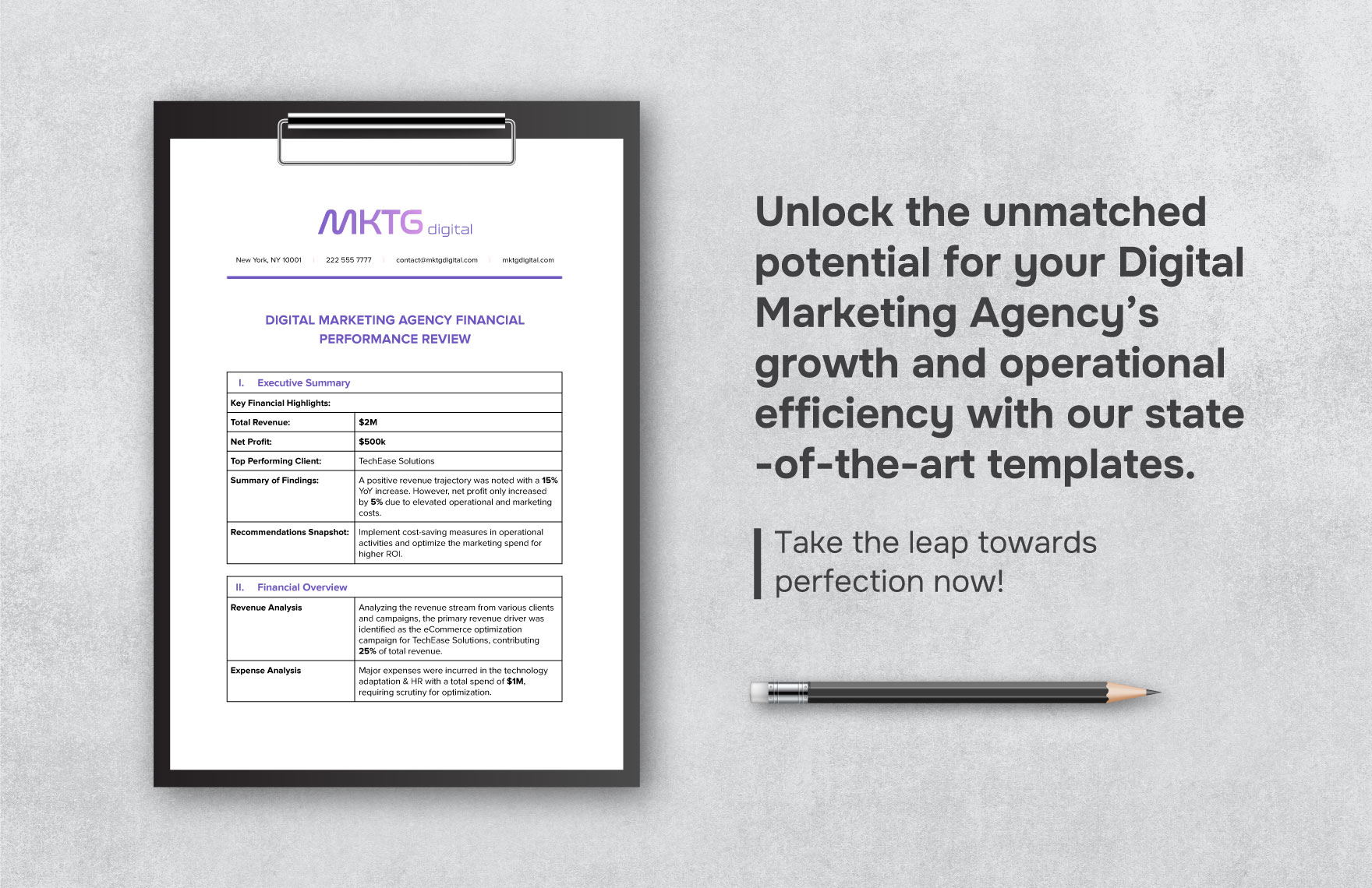 Digital Marketing Agency Financial Performance Review Template