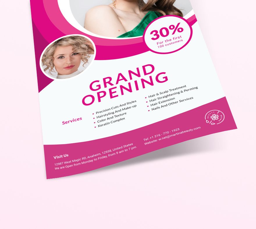 Hair Salon Grand Opening Flyer Template In Indesign Word Publisher