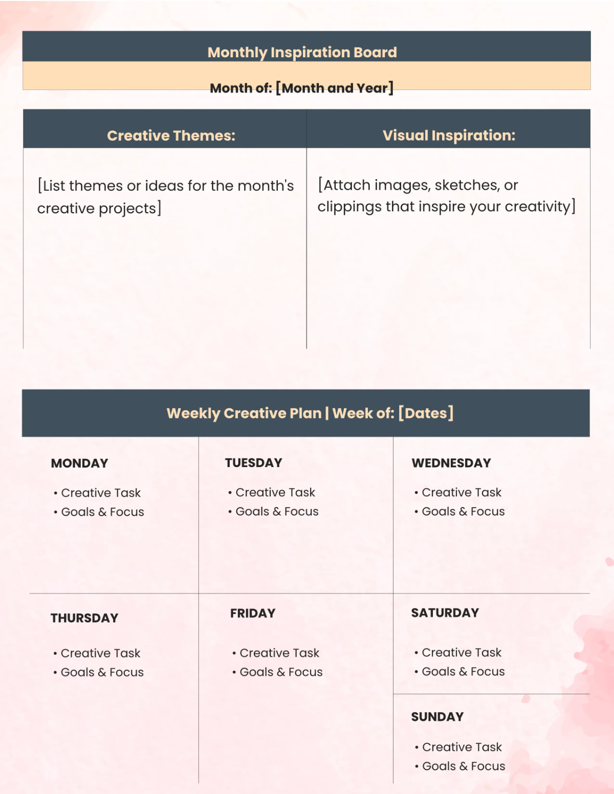 Free Creative Planner Template to Edit Online