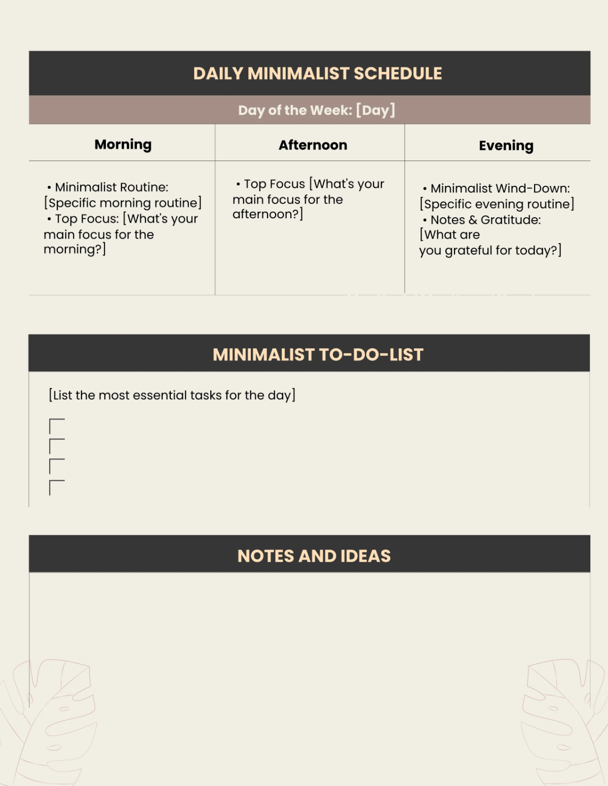 Free Minimalist Planner Template to Edit Online