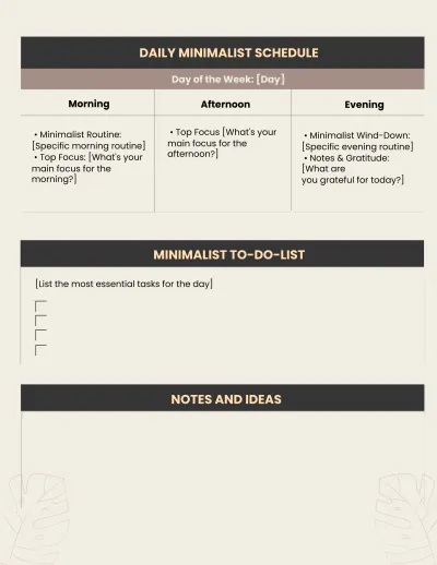 Free Minimalist Planner Template to Edit Online