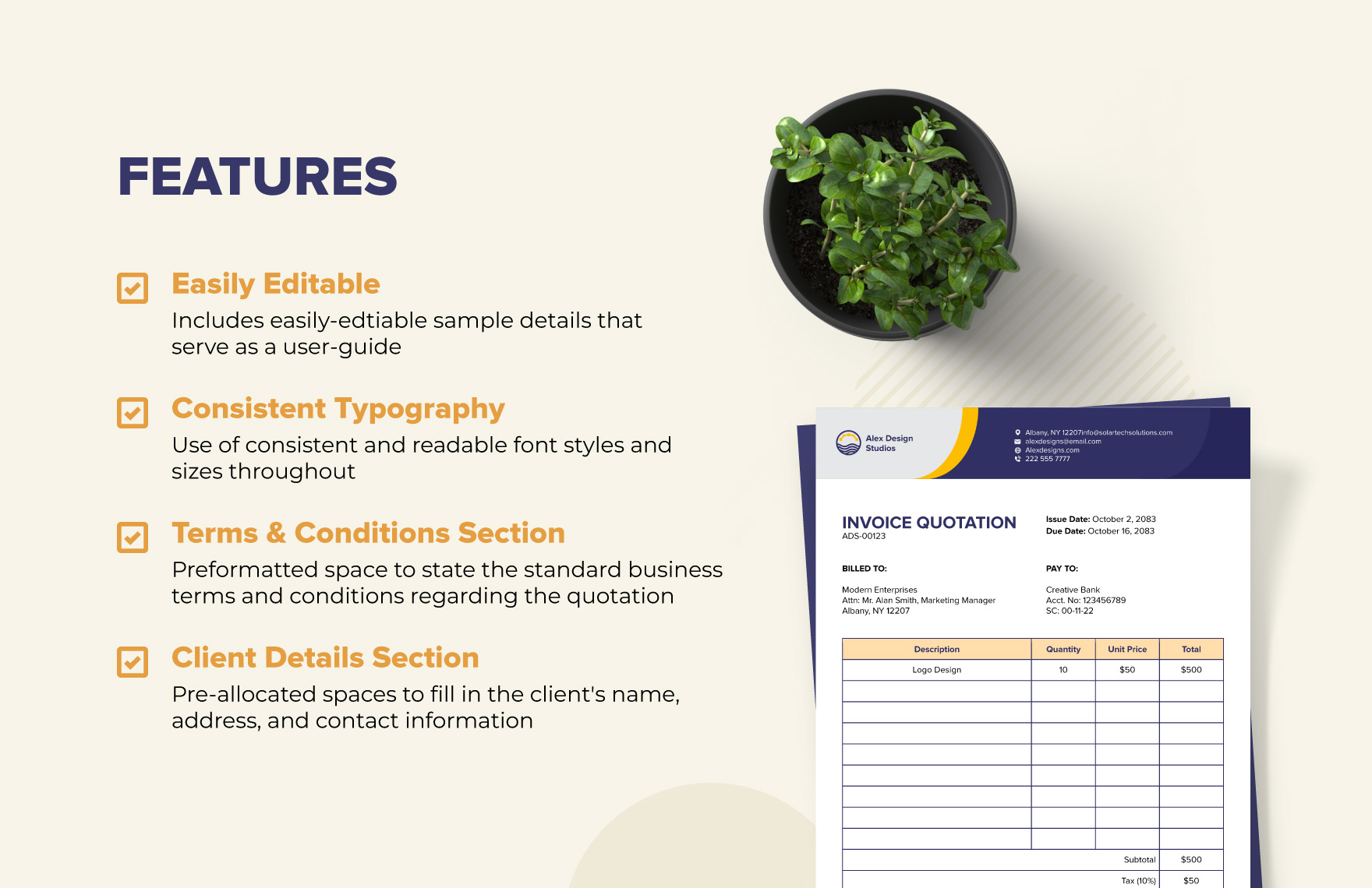 Free Invoice Quotation Template Download in Word