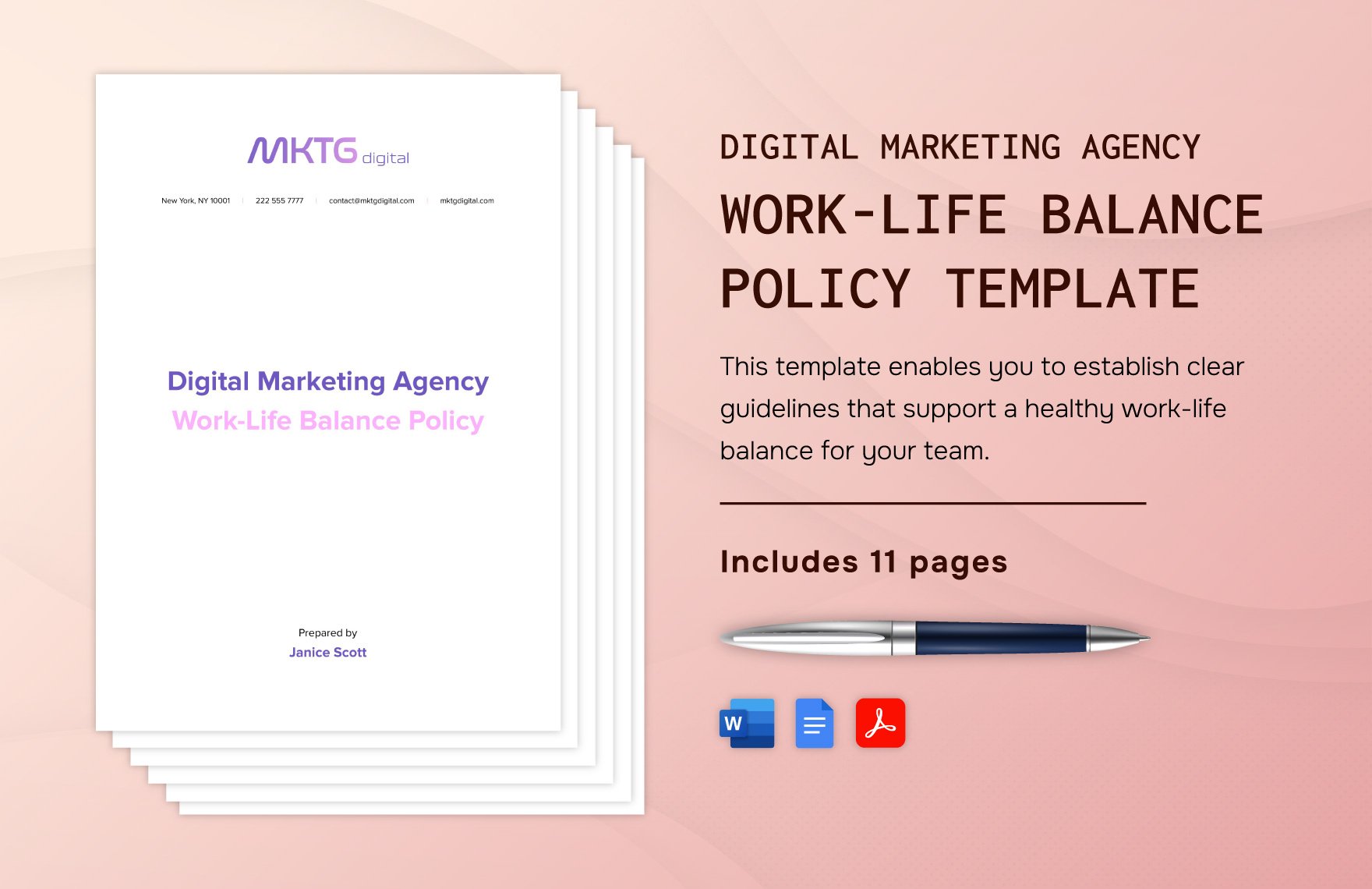 Digital Marketing Agency Work-Life Balance Policy Template in Word, Google Docs, PDF
