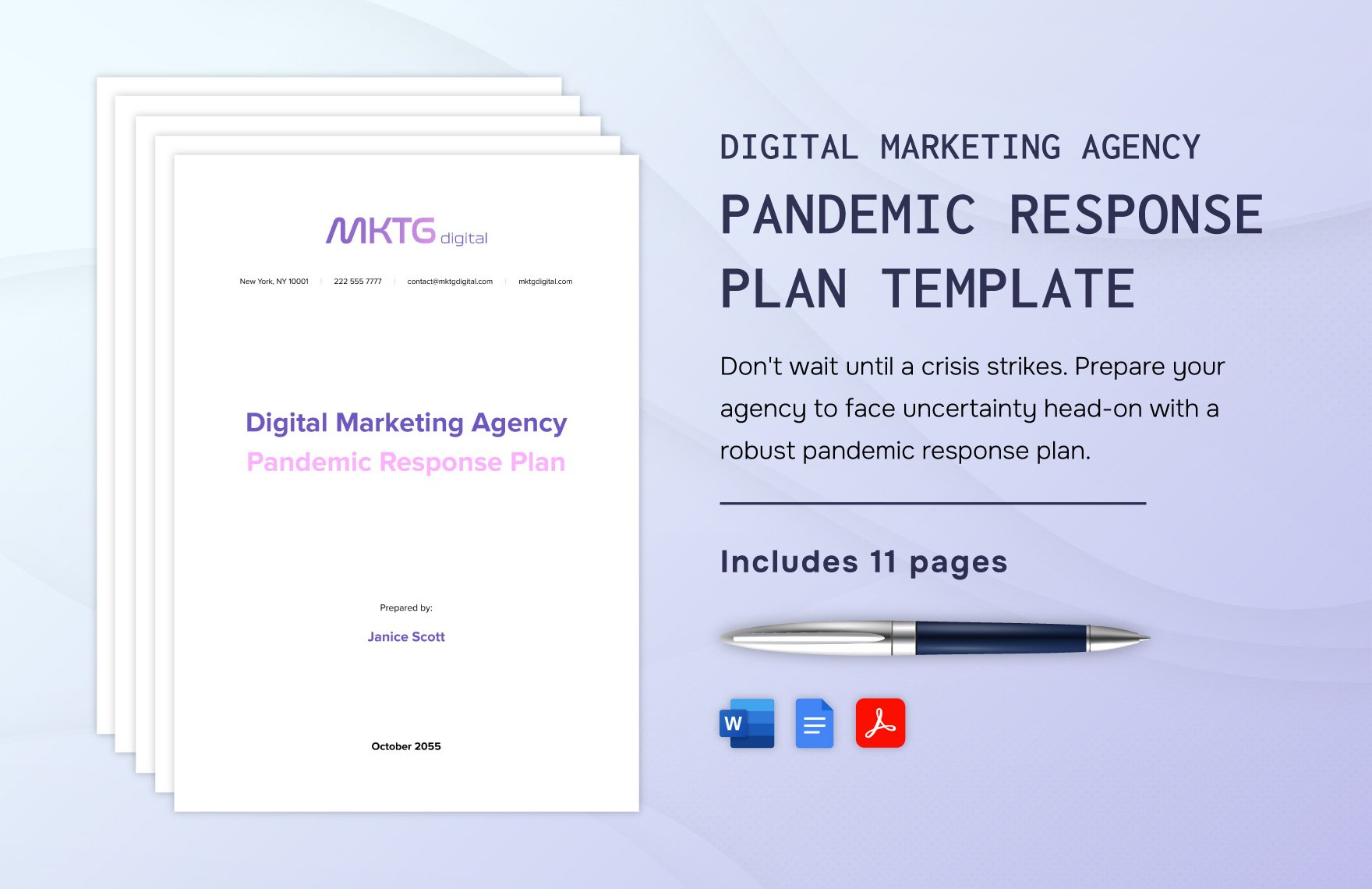 Digital Marketing Agency Pandemic Response Plan Template
