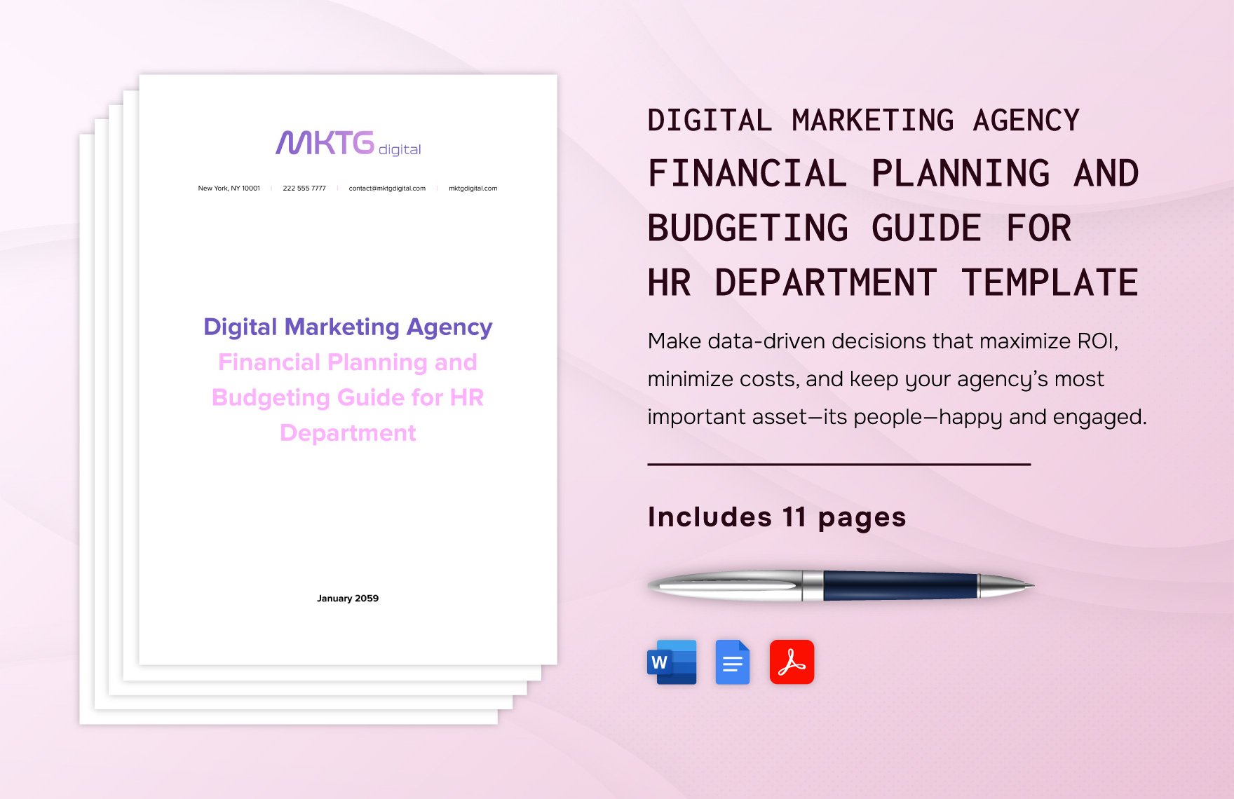 Digital Marketing Agency Financial Planning and Budgeting Guide for HR Department Template in Word, Google Docs, PDF