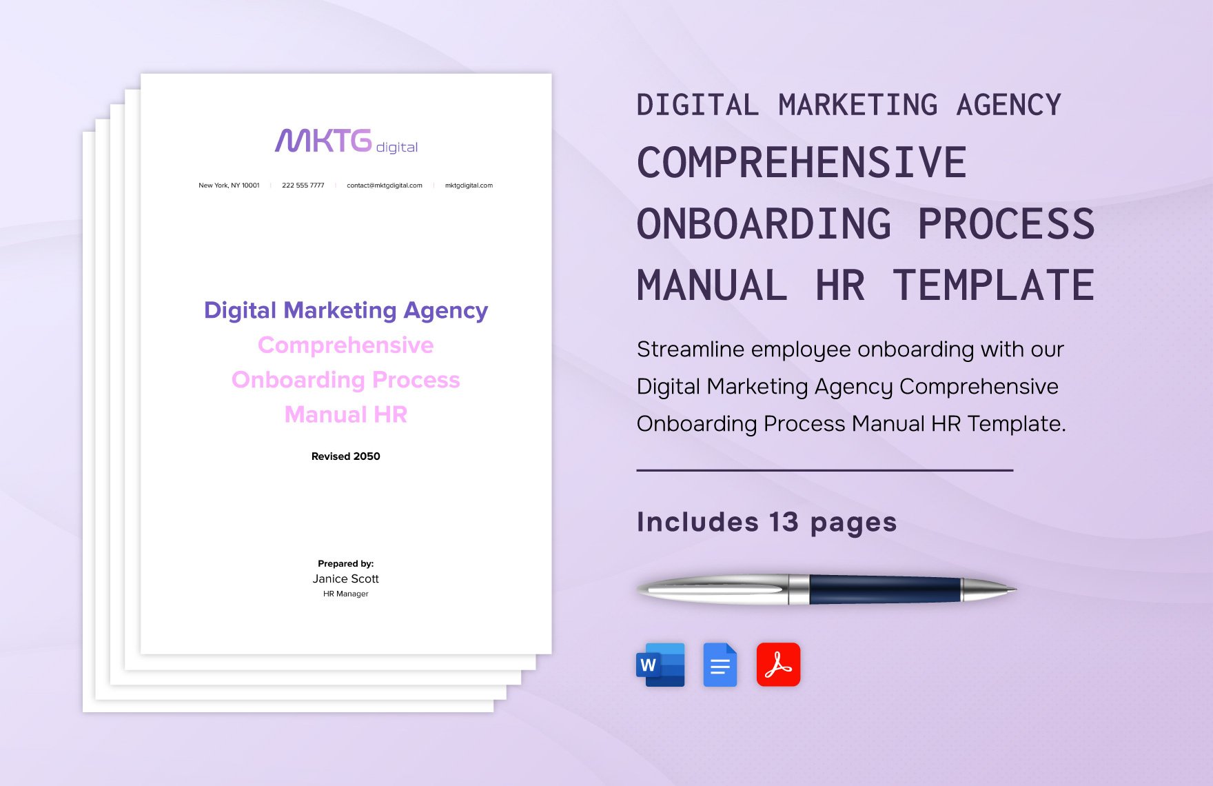 Digital Marketing Agency Comprehensive Onboarding Process Manual HR Template in Word, Google Docs, PDF